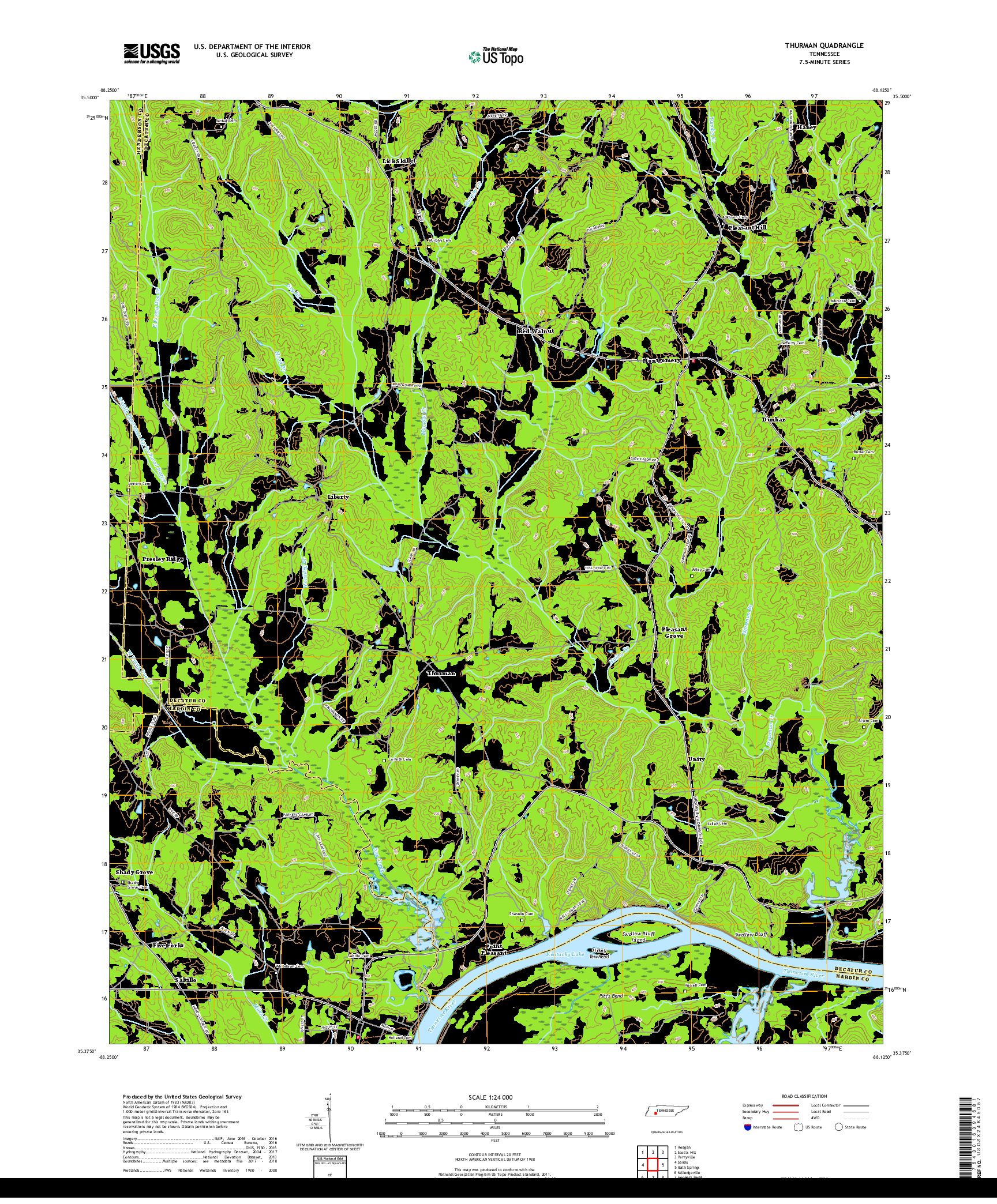 USGS US TOPO 7.5-MINUTE MAP FOR THURMAN, TN 2019