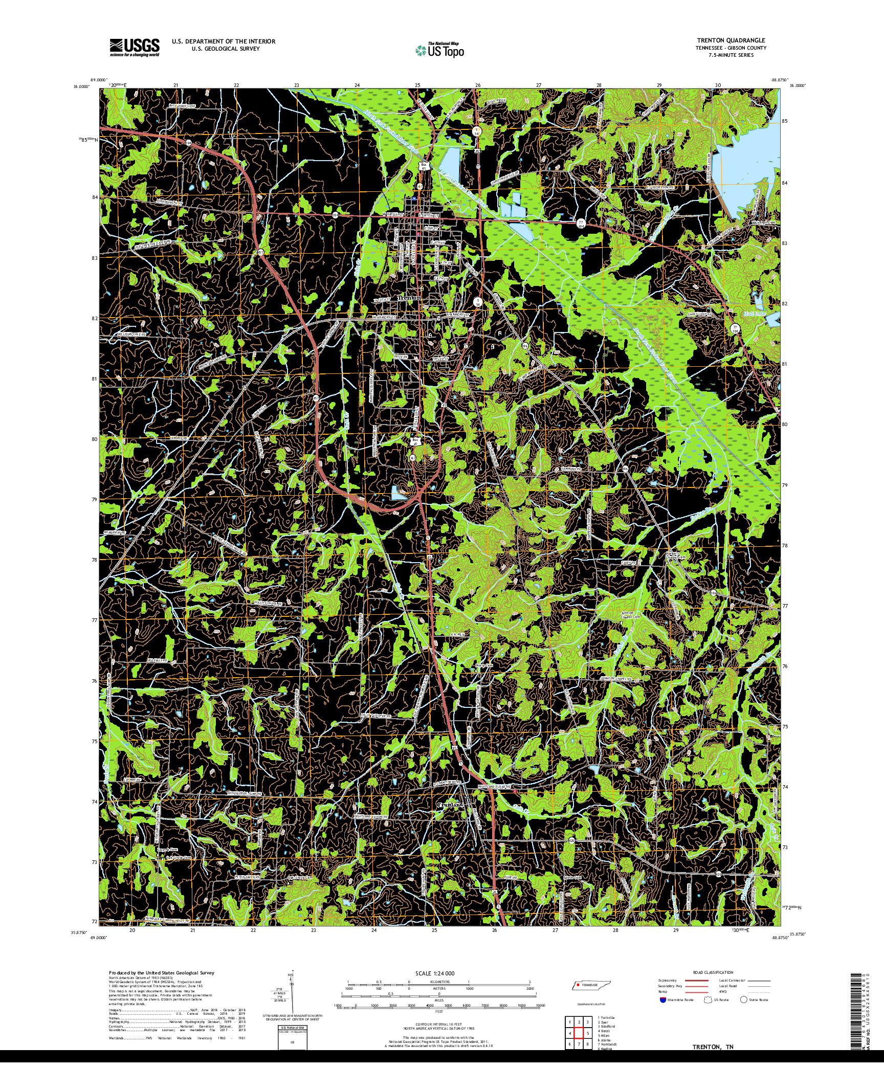 USGS US TOPO 7.5-MINUTE MAP FOR TRENTON, TN 2019