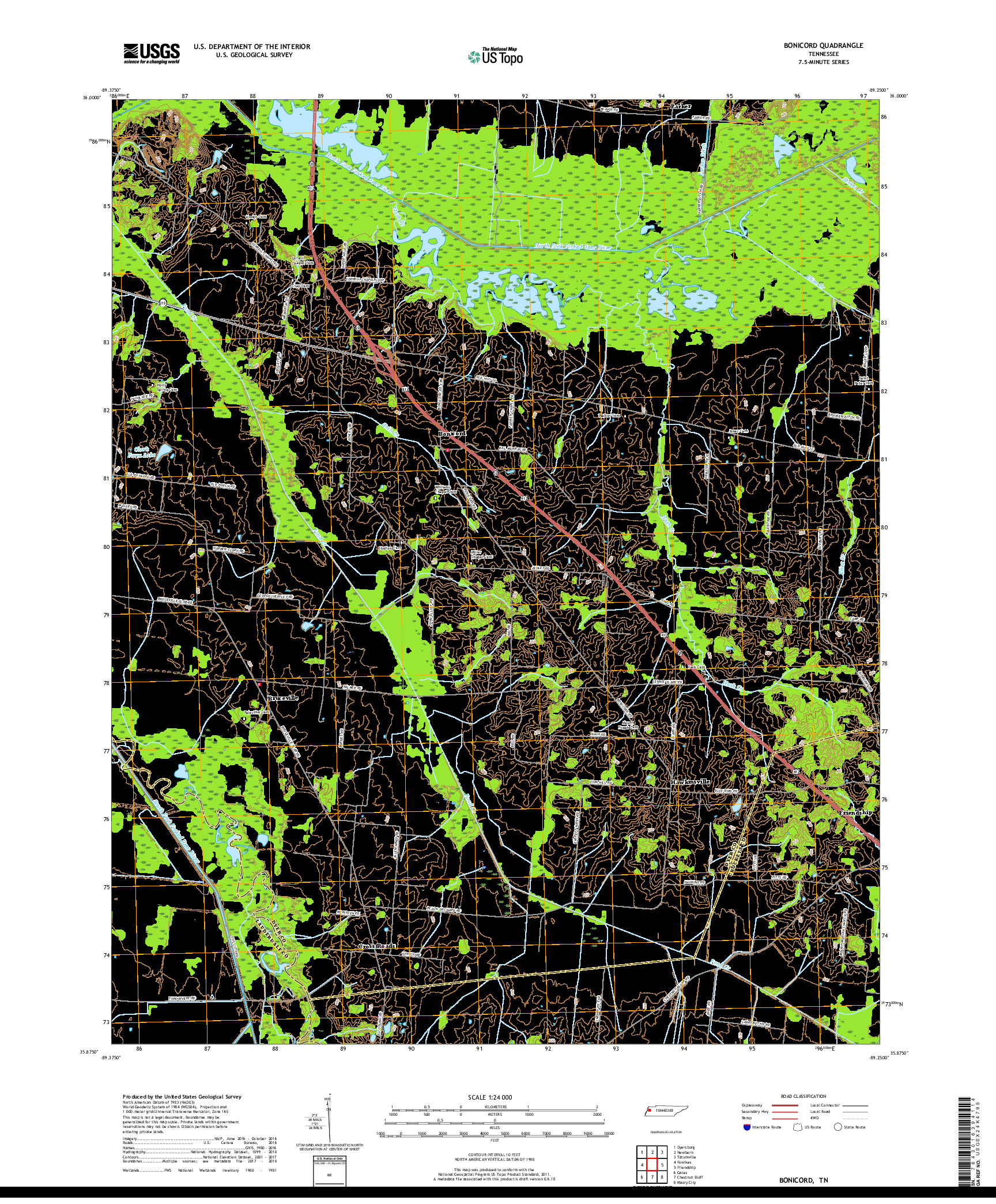 USGS US TOPO 7.5-MINUTE MAP FOR BONICORD, TN 2019