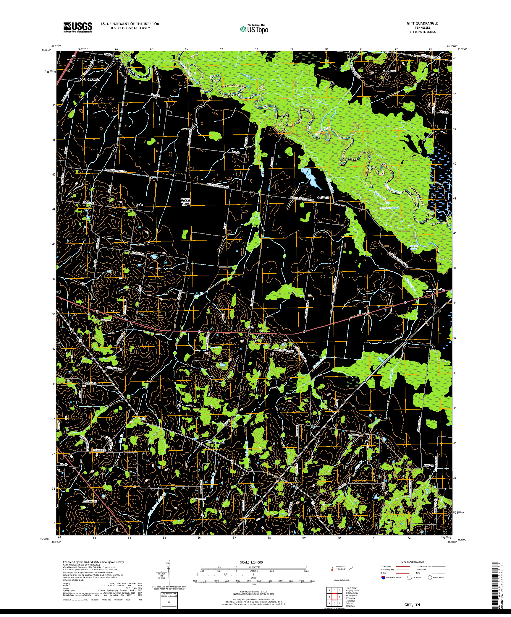 USGS US TOPO 7.5-MINUTE MAP FOR GIFT, TN 2019