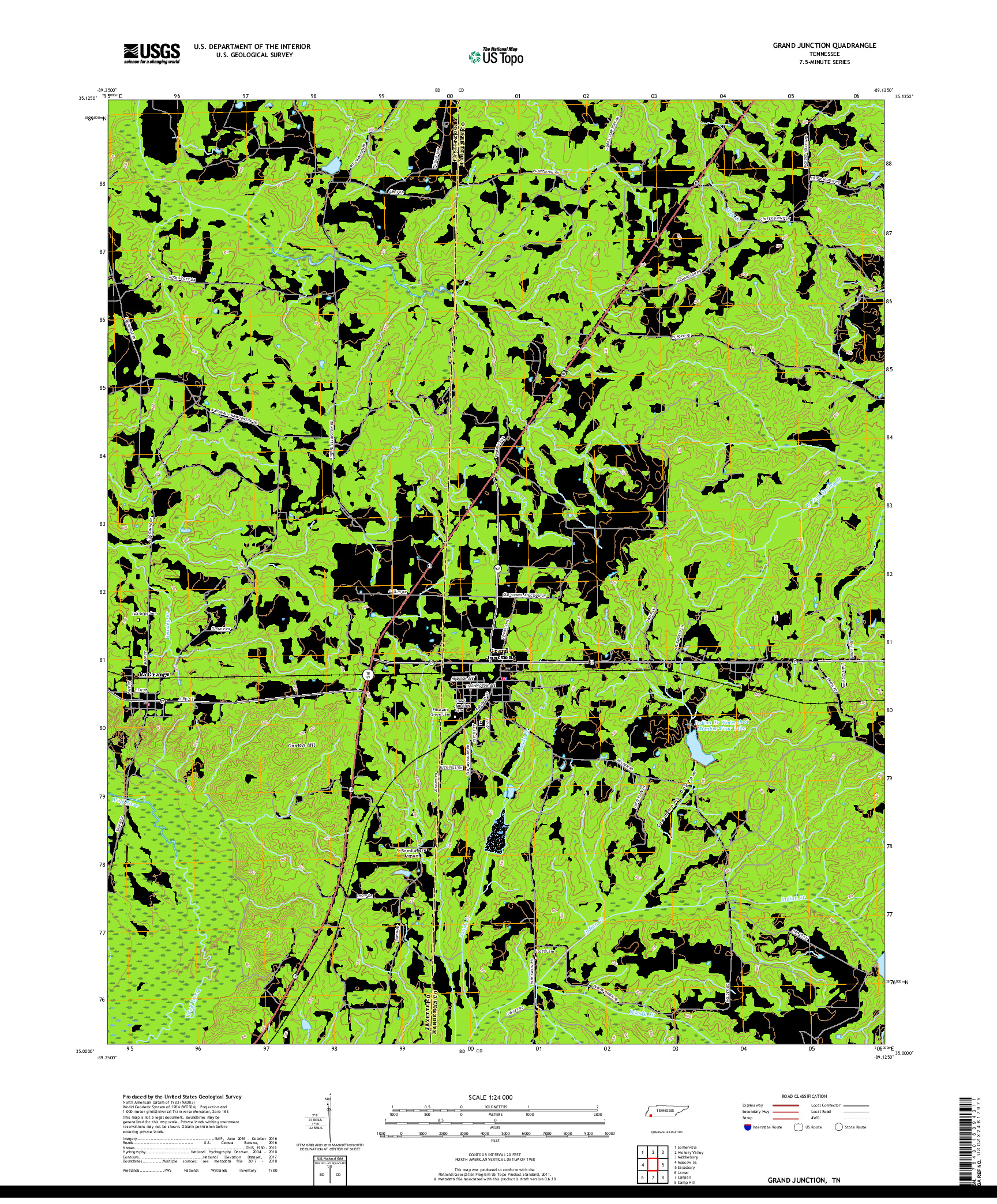 USGS US TOPO 7.5-MINUTE MAP FOR GRAND JUNCTION, TN 2019