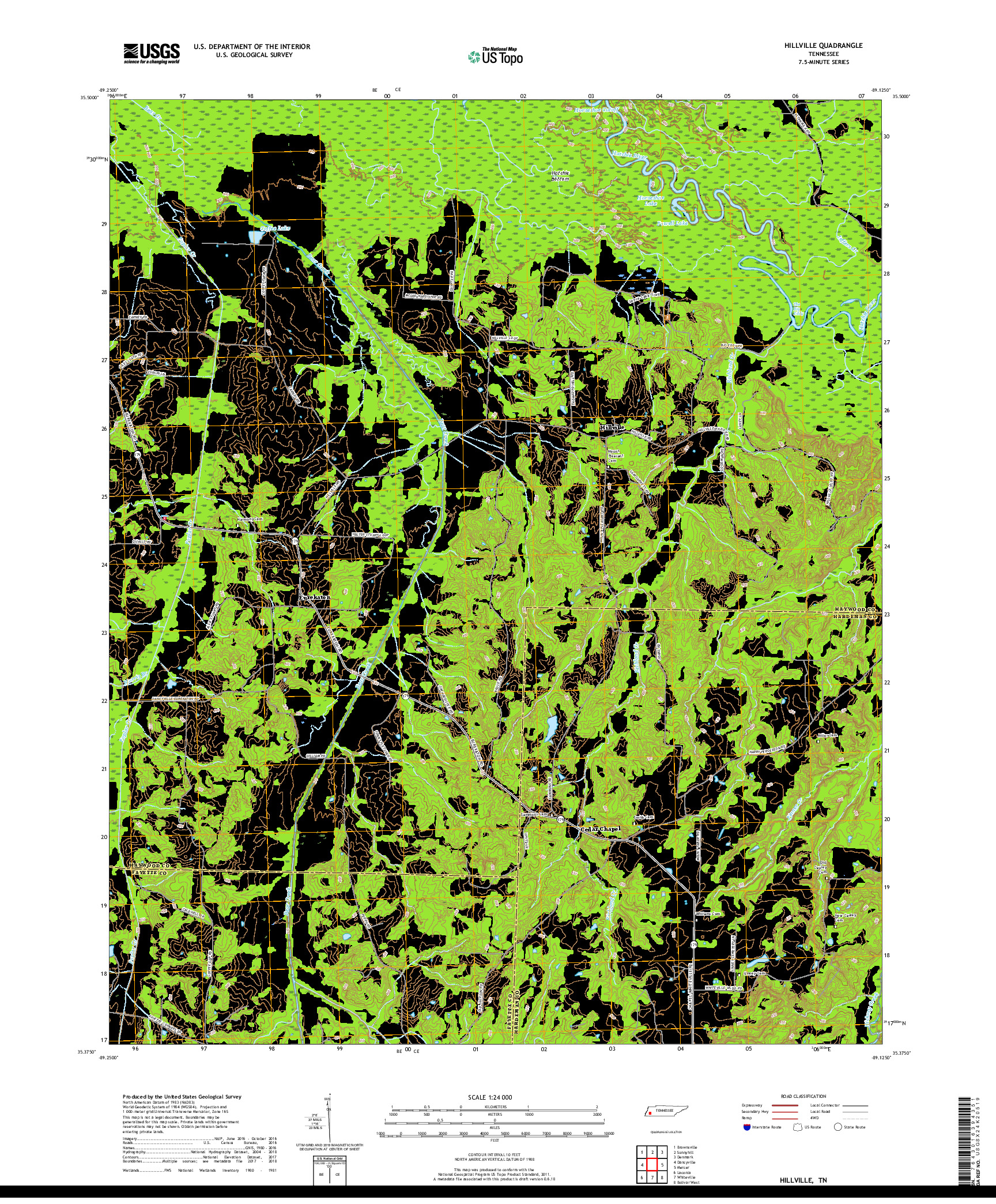 USGS US TOPO 7.5-MINUTE MAP FOR HILLVILLE, TN 2019