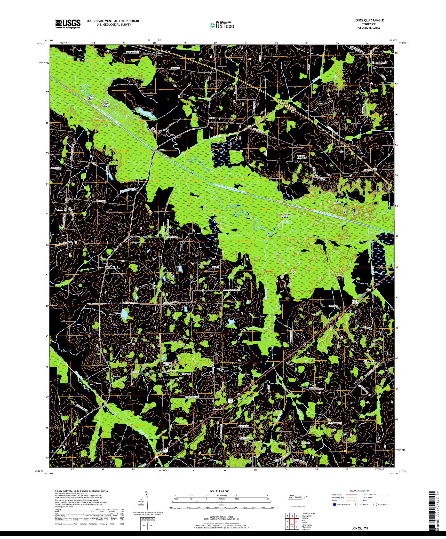 USGS US TOPO 7.5-MINUTE MAP FOR JONES, TN 2019