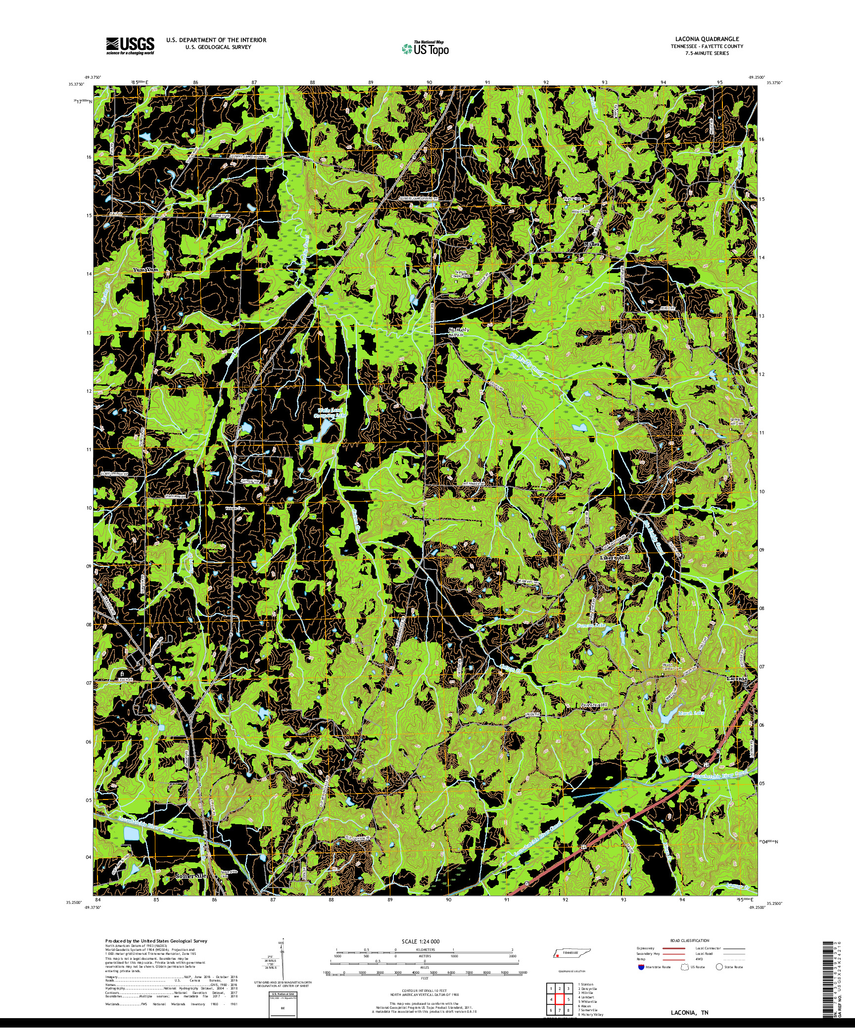 USGS US TOPO 7.5-MINUTE MAP FOR LACONIA, TN 2019