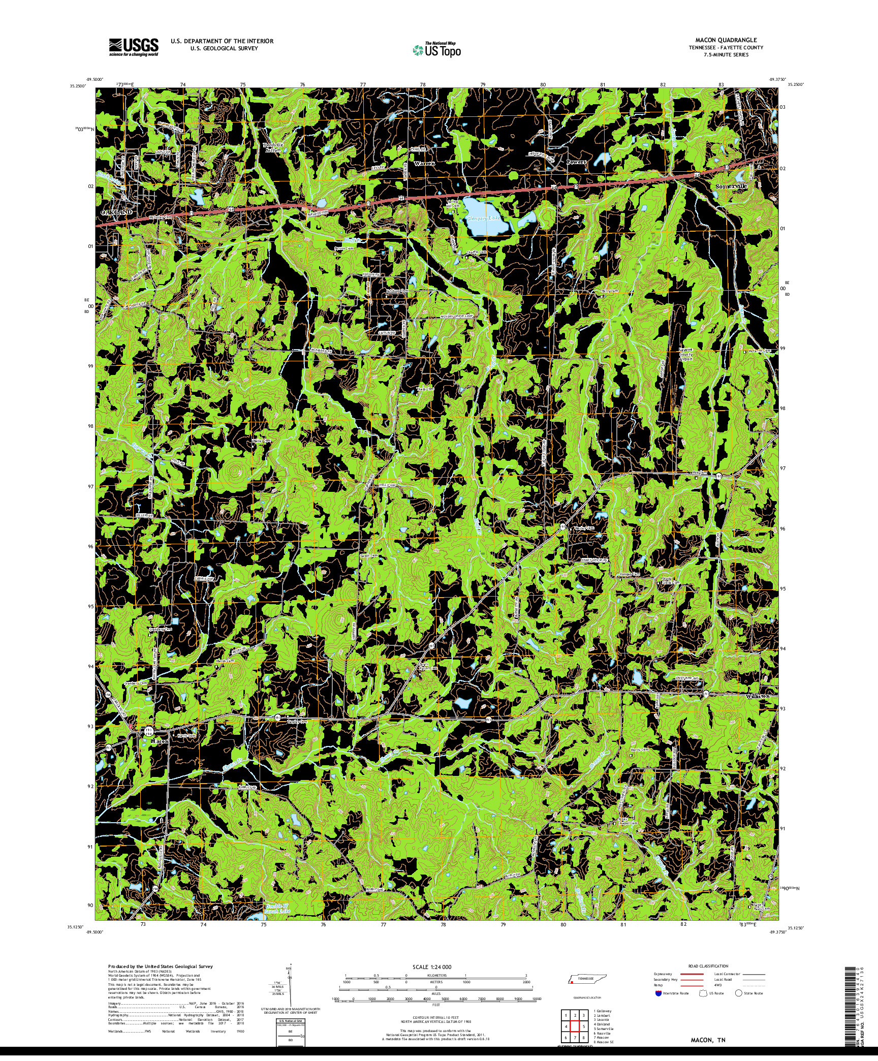 USGS US TOPO 7.5-MINUTE MAP FOR MACON, TN 2019
