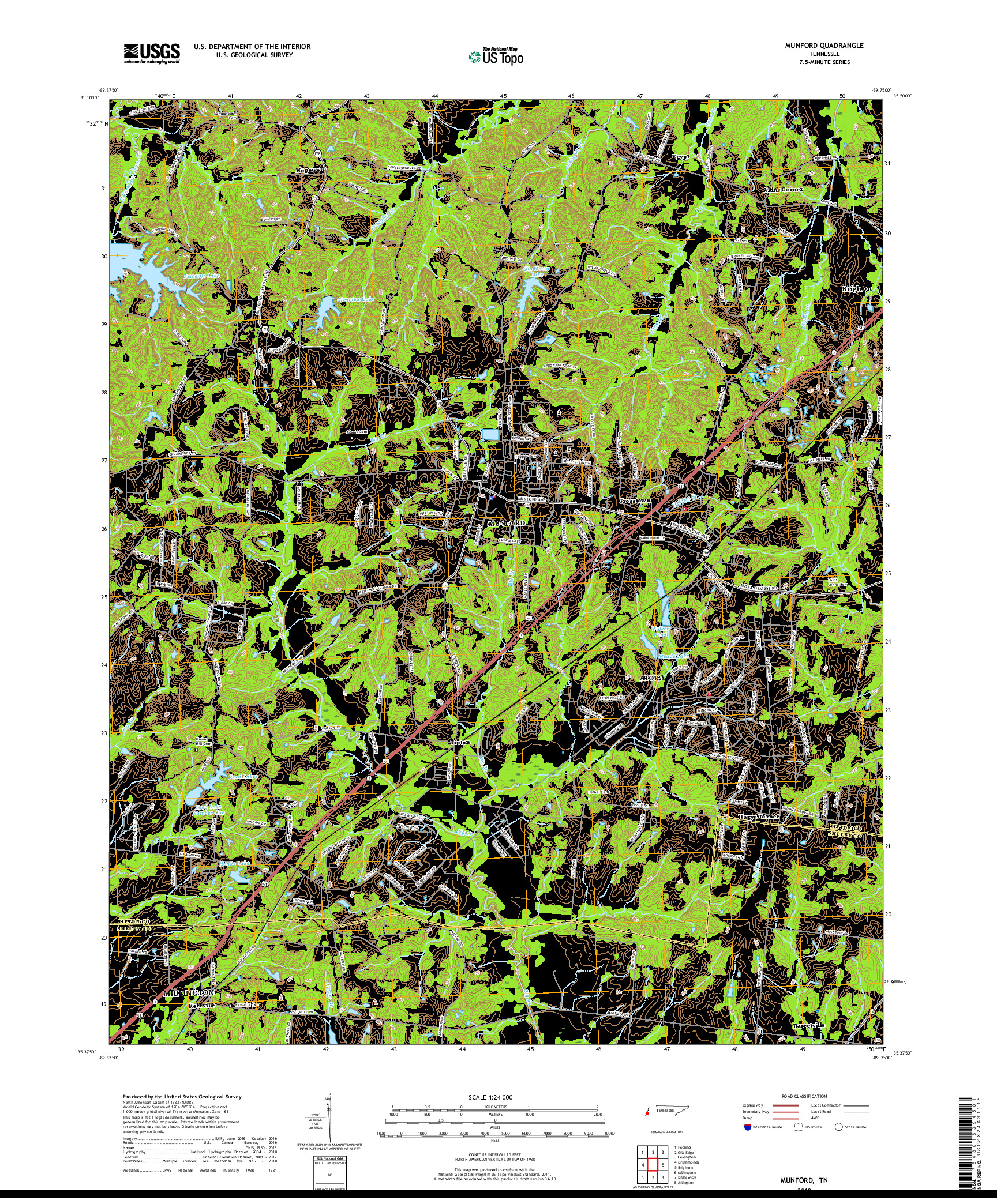 USGS US TOPO 7.5-MINUTE MAP FOR MUNFORD, TN 2019