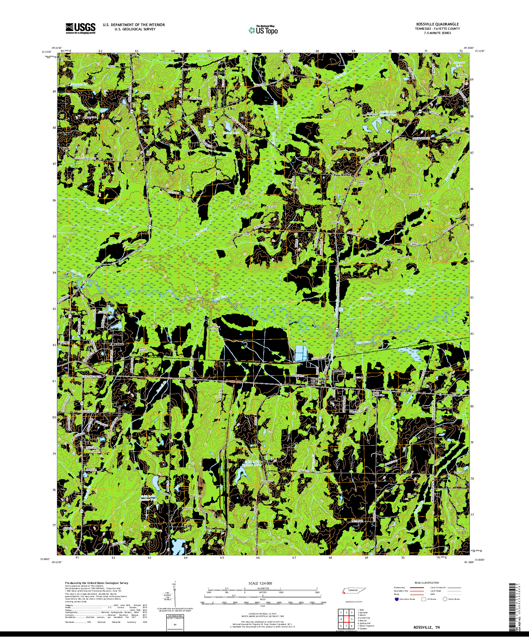 USGS US TOPO 7.5-MINUTE MAP FOR ROSSVILLE, TN 2019