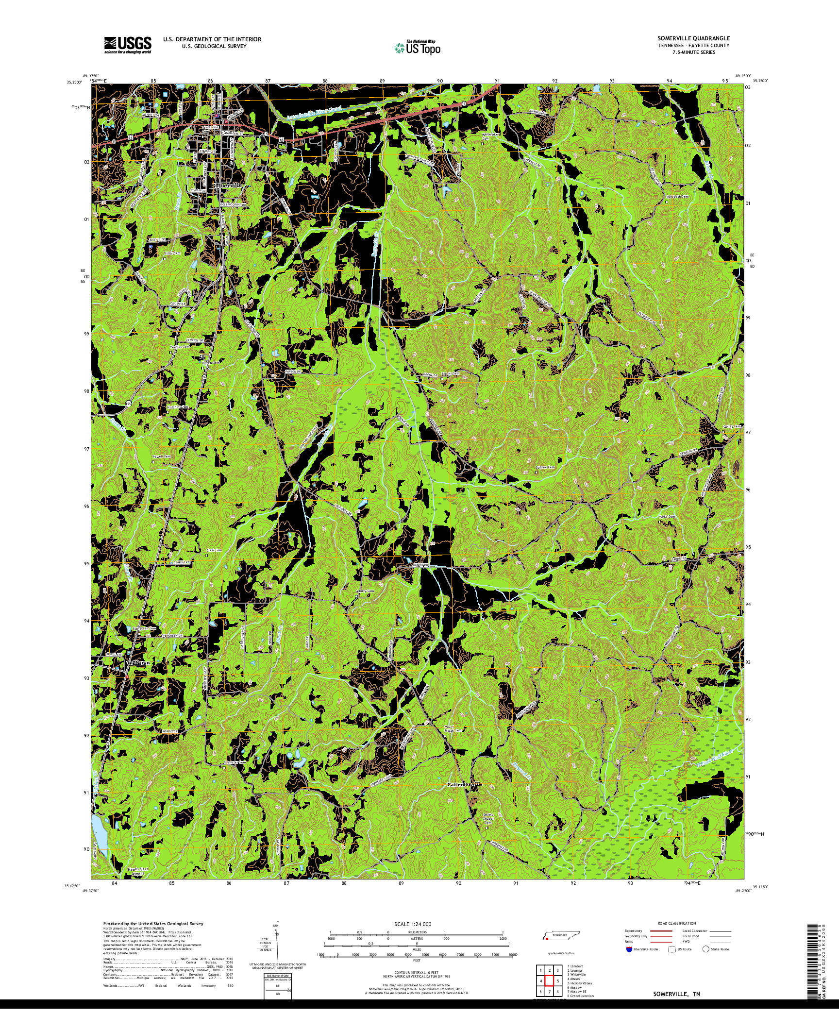 USGS US TOPO 7.5-MINUTE MAP FOR SOMERVILLE, TN 2019