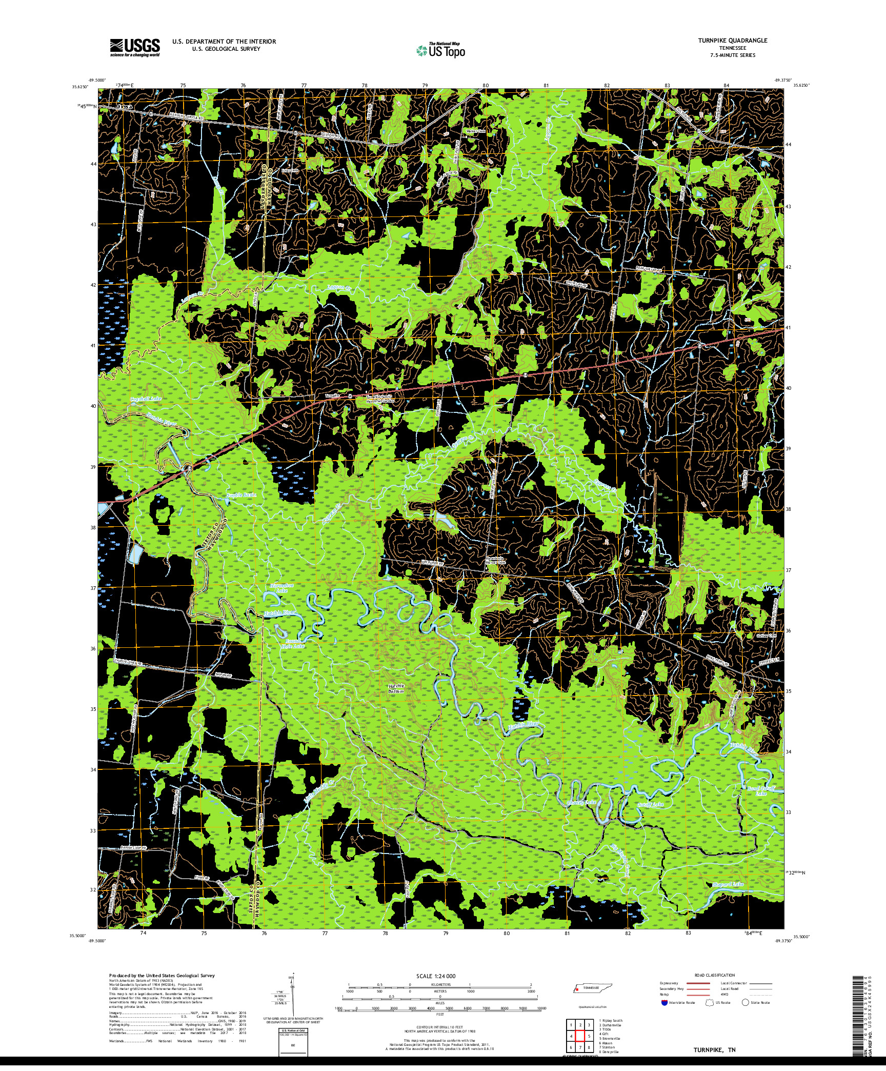 USGS US TOPO 7.5-MINUTE MAP FOR TURNPIKE, TN 2019