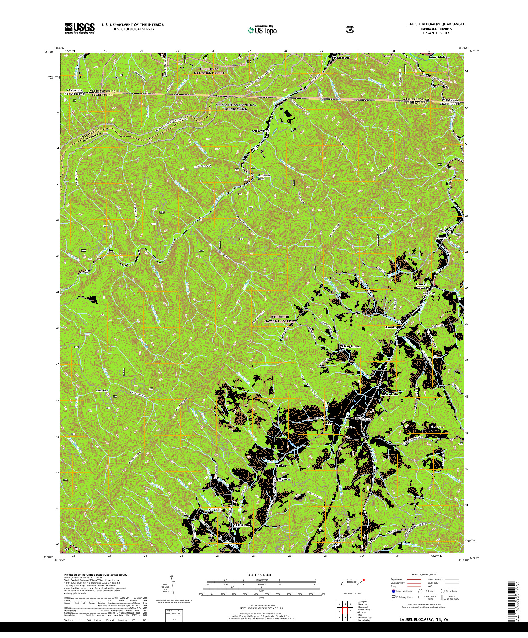 USGS US TOPO 7.5-MINUTE MAP FOR LAUREL BLOOMERY, TN,VA 2019