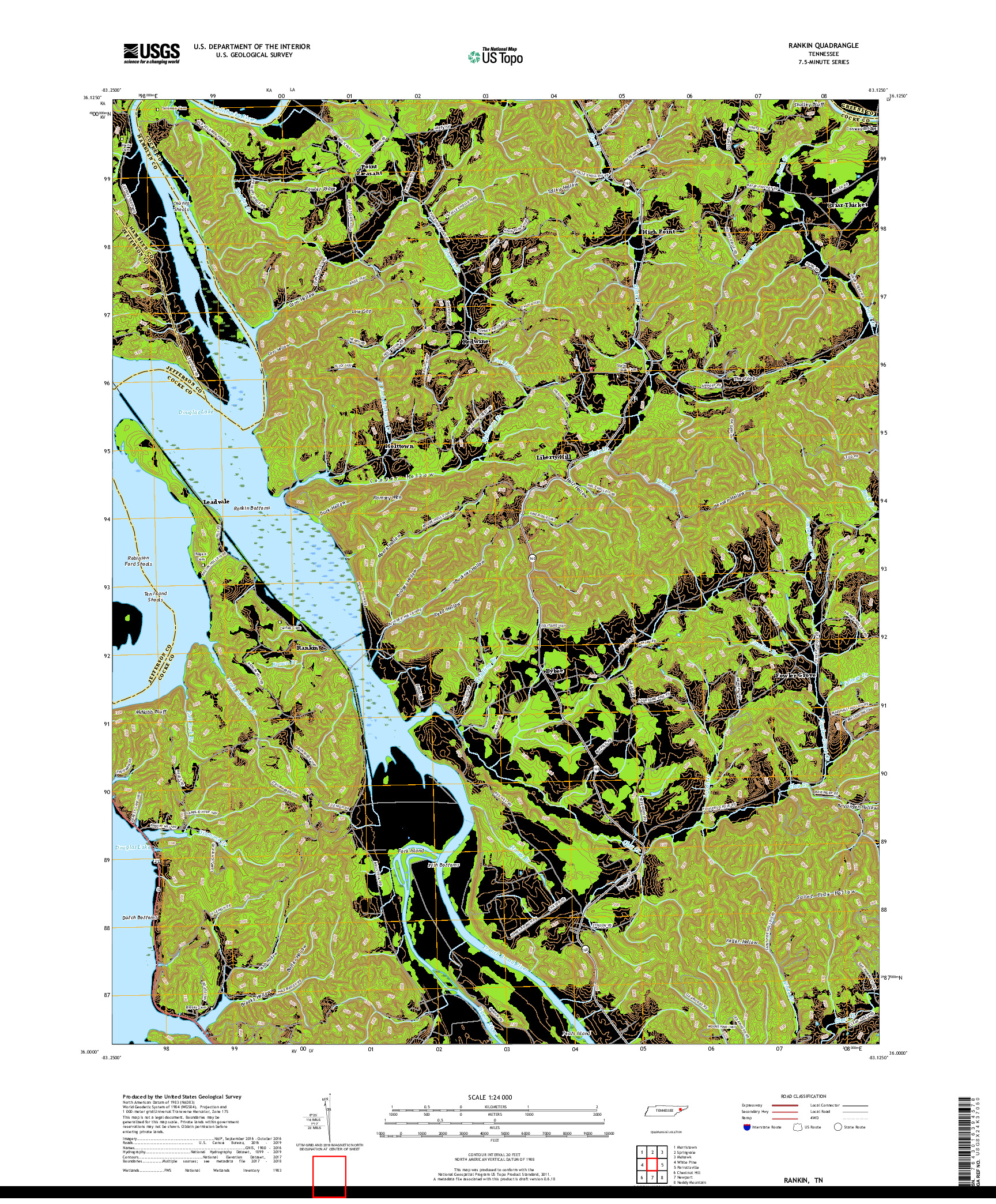 USGS US TOPO 7.5-MINUTE MAP FOR RANKIN, TN 2019