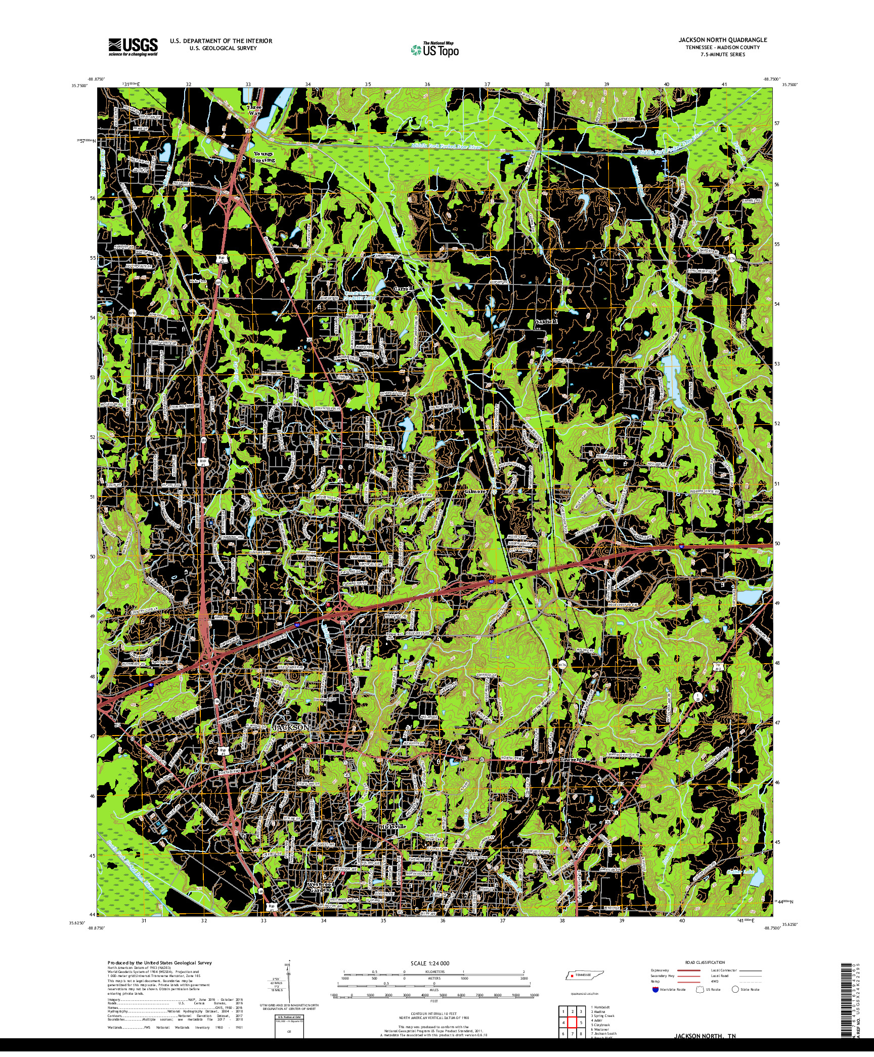 USGS US TOPO 7.5-MINUTE MAP FOR JACKSON NORTH, TN 2019