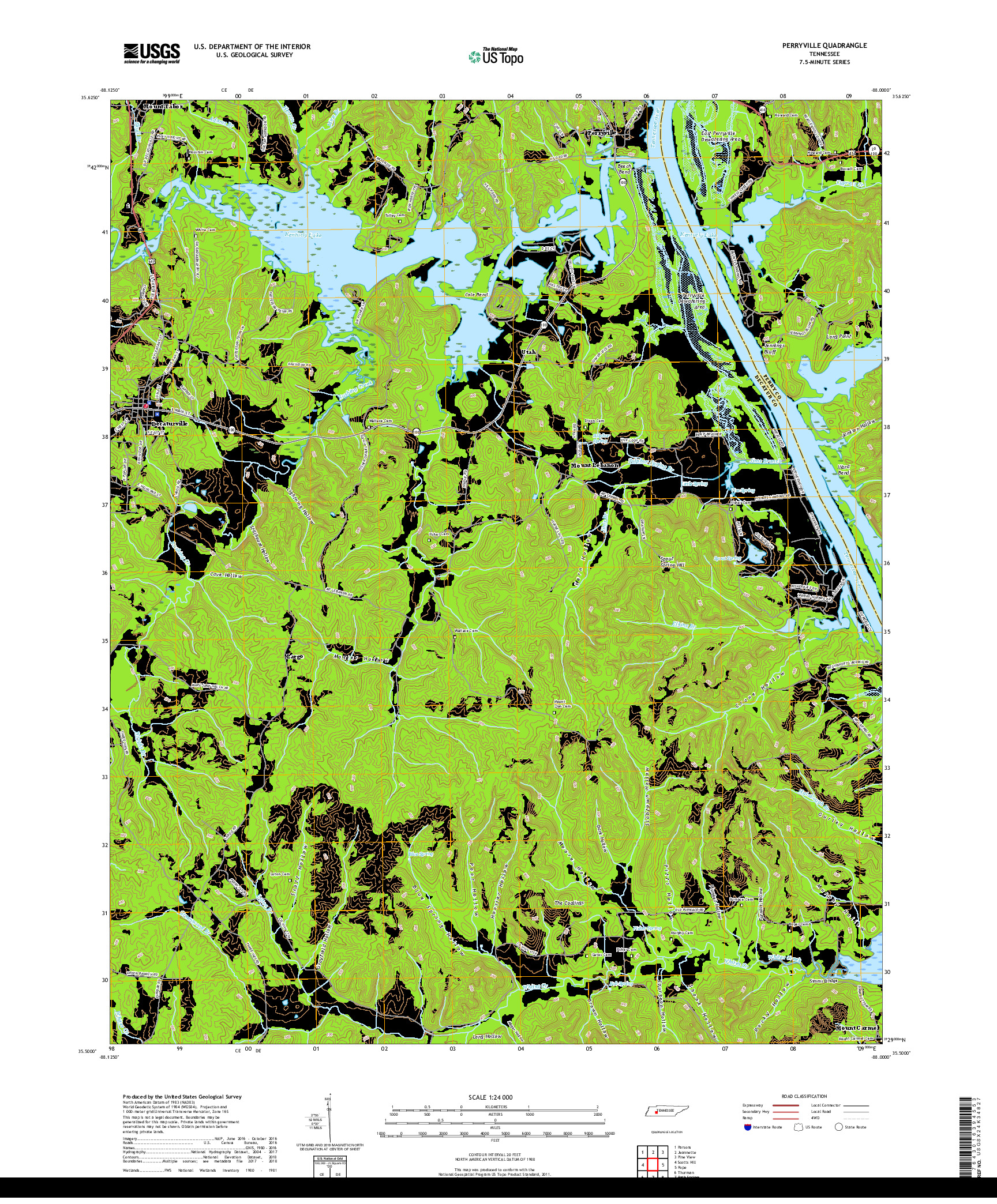 USGS US TOPO 7.5-MINUTE MAP FOR PERRYVILLE, TN 2019