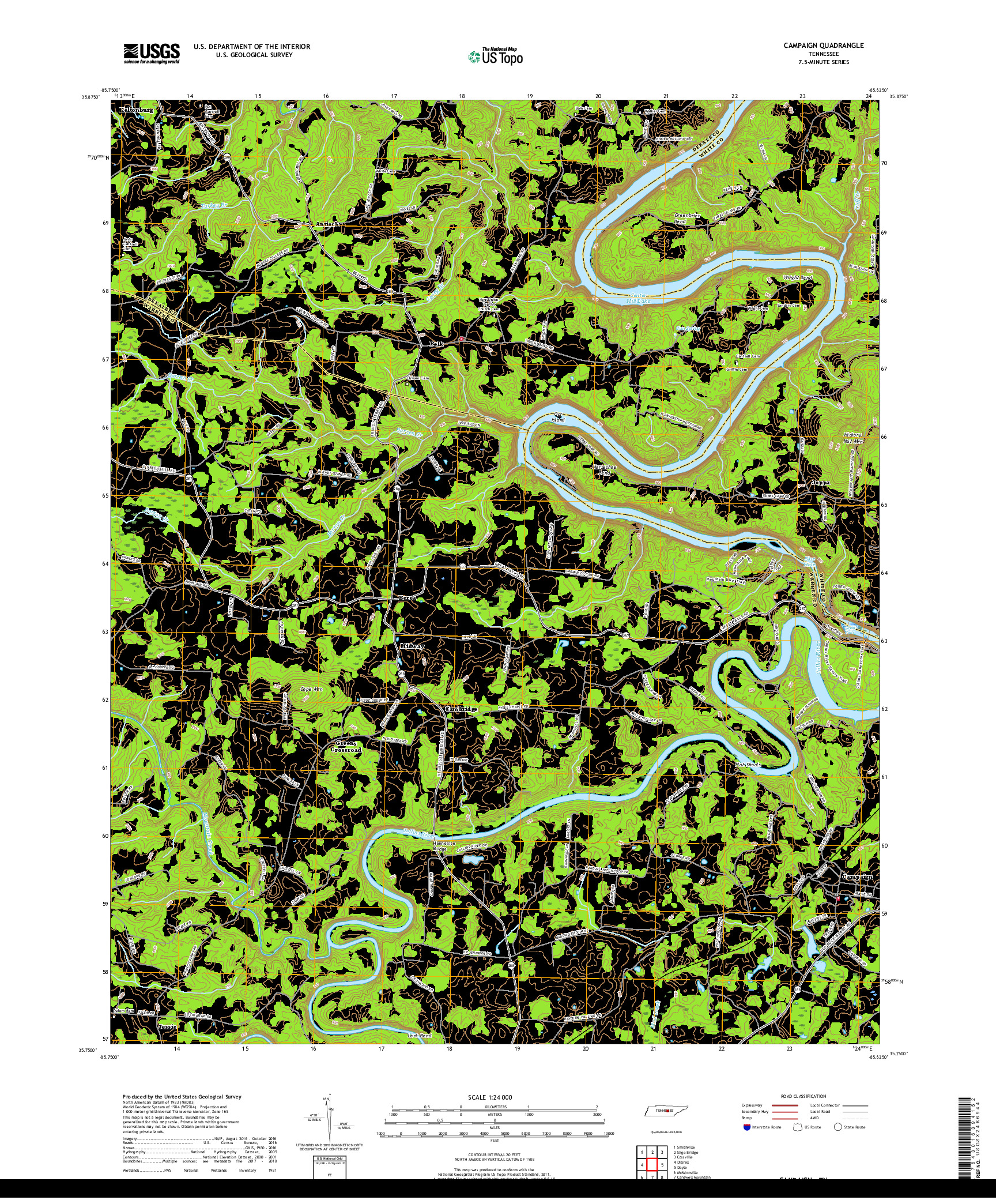 USGS US TOPO 7.5-MINUTE MAP FOR CAMPAIGN, TN 2019