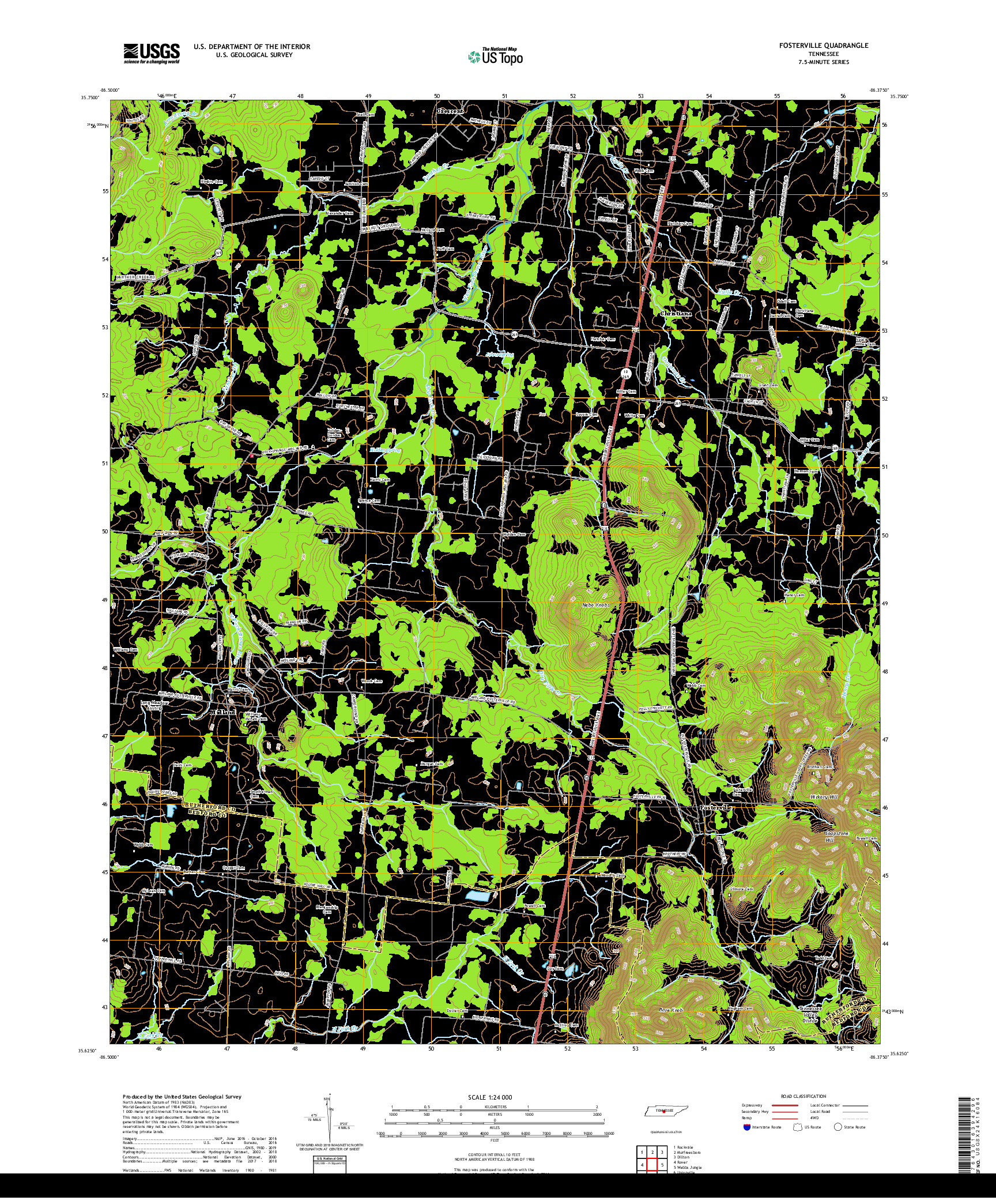 USGS US TOPO 7.5-MINUTE MAP FOR FOSTERVILLE, TN 2019