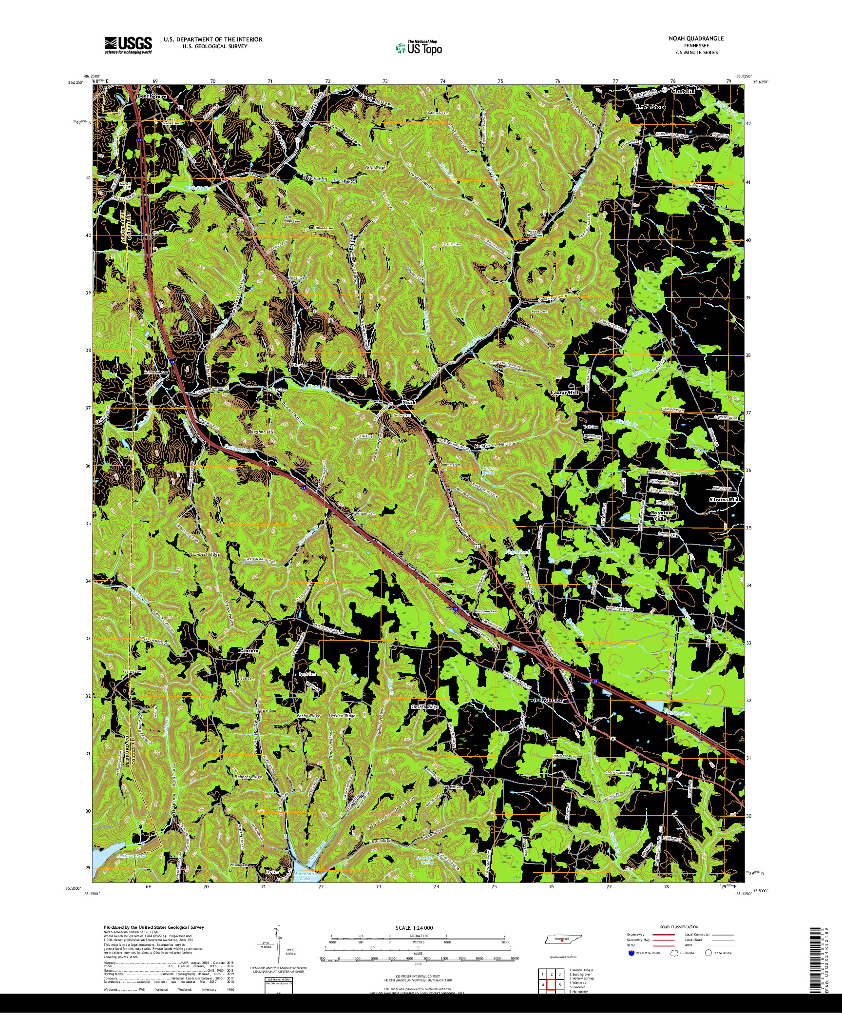 USGS US TOPO 7.5-MINUTE MAP FOR NOAH, TN 2019