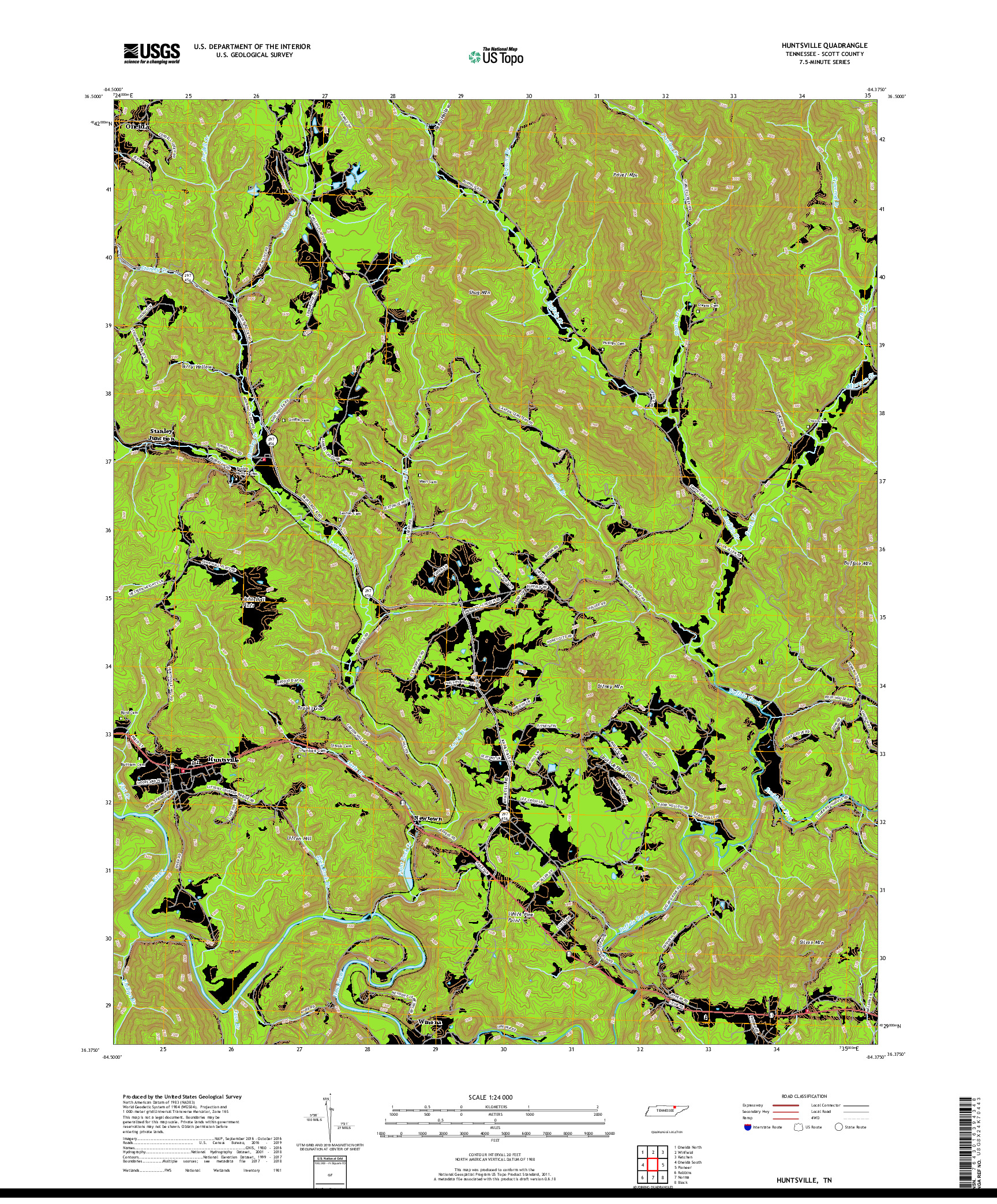 USGS US TOPO 7.5-MINUTE MAP FOR HUNTSVILLE, TN 2019