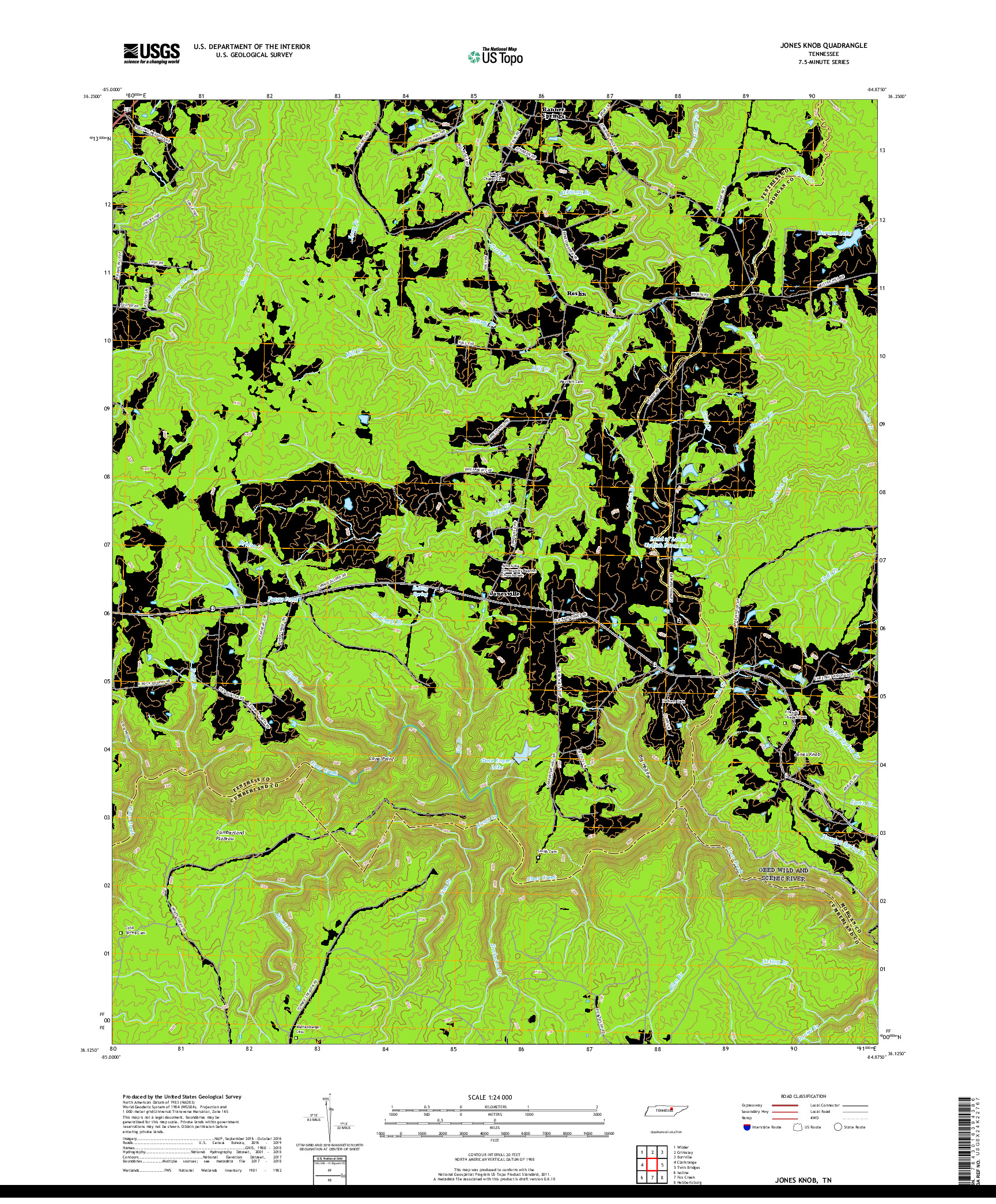 USGS US TOPO 7.5-MINUTE MAP FOR JONES KNOB, TN 2019