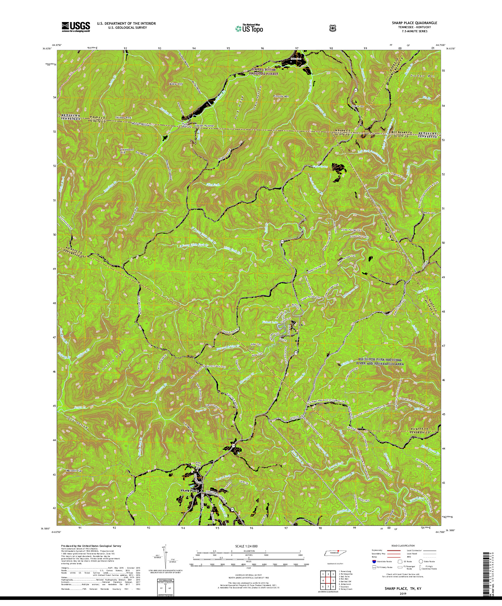USGS US TOPO 7.5-MINUTE MAP FOR SHARP PLACE, TN,KY 2019