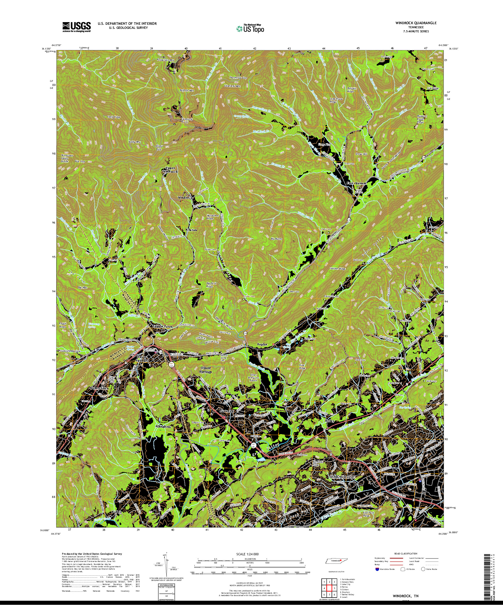 USGS US TOPO 7.5-MINUTE MAP FOR WINDROCK, TN 2019