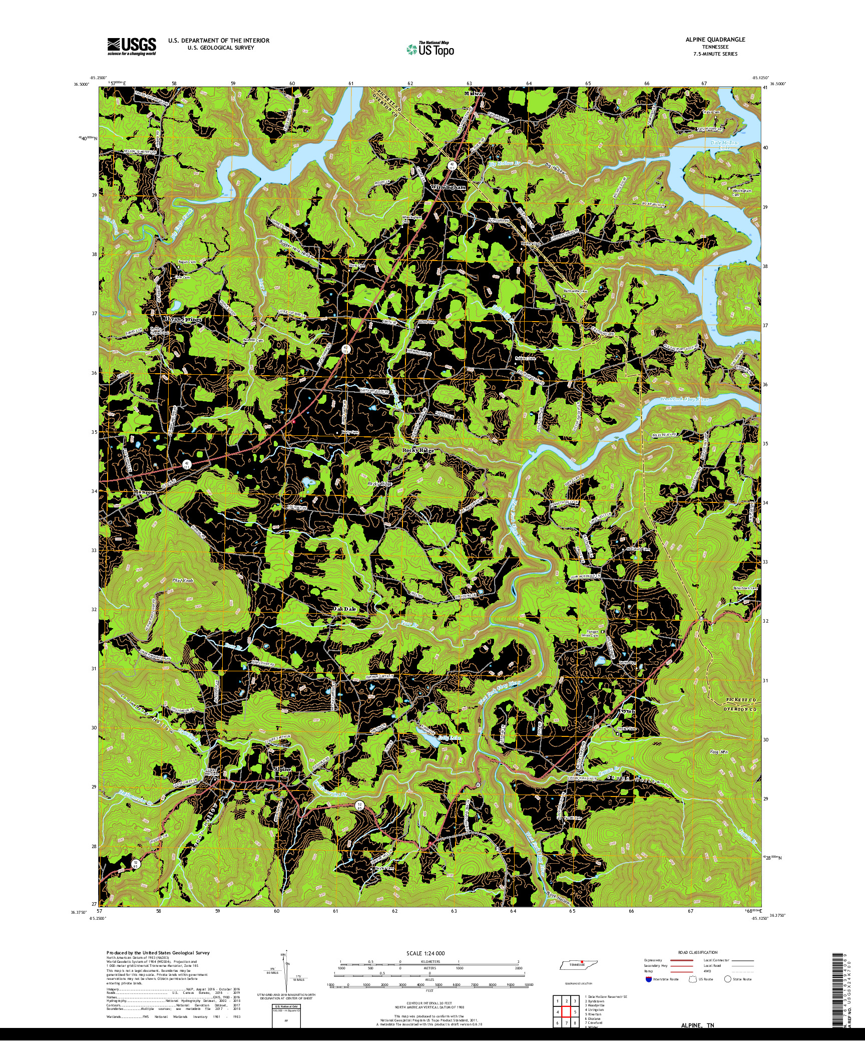 USGS US TOPO 7.5-MINUTE MAP FOR ALPINE, TN 2019