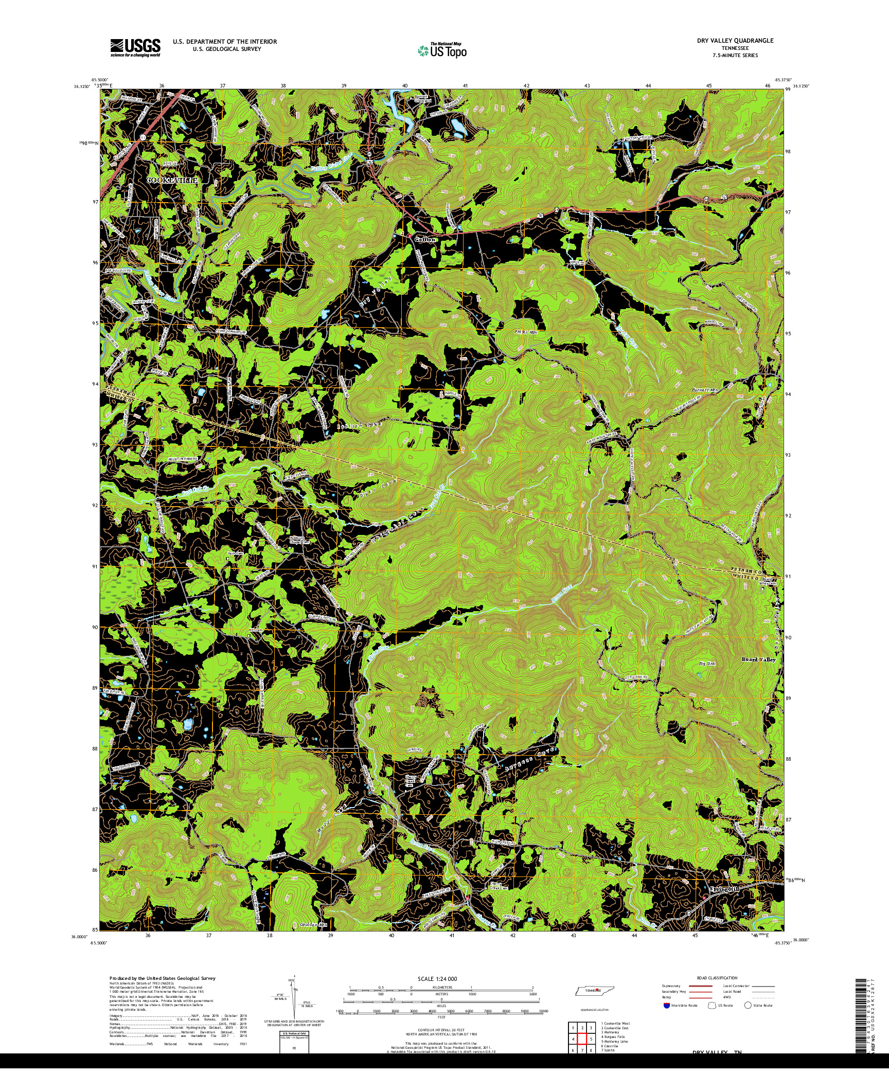 USGS US TOPO 7.5-MINUTE MAP FOR DRY VALLEY, TN 2019