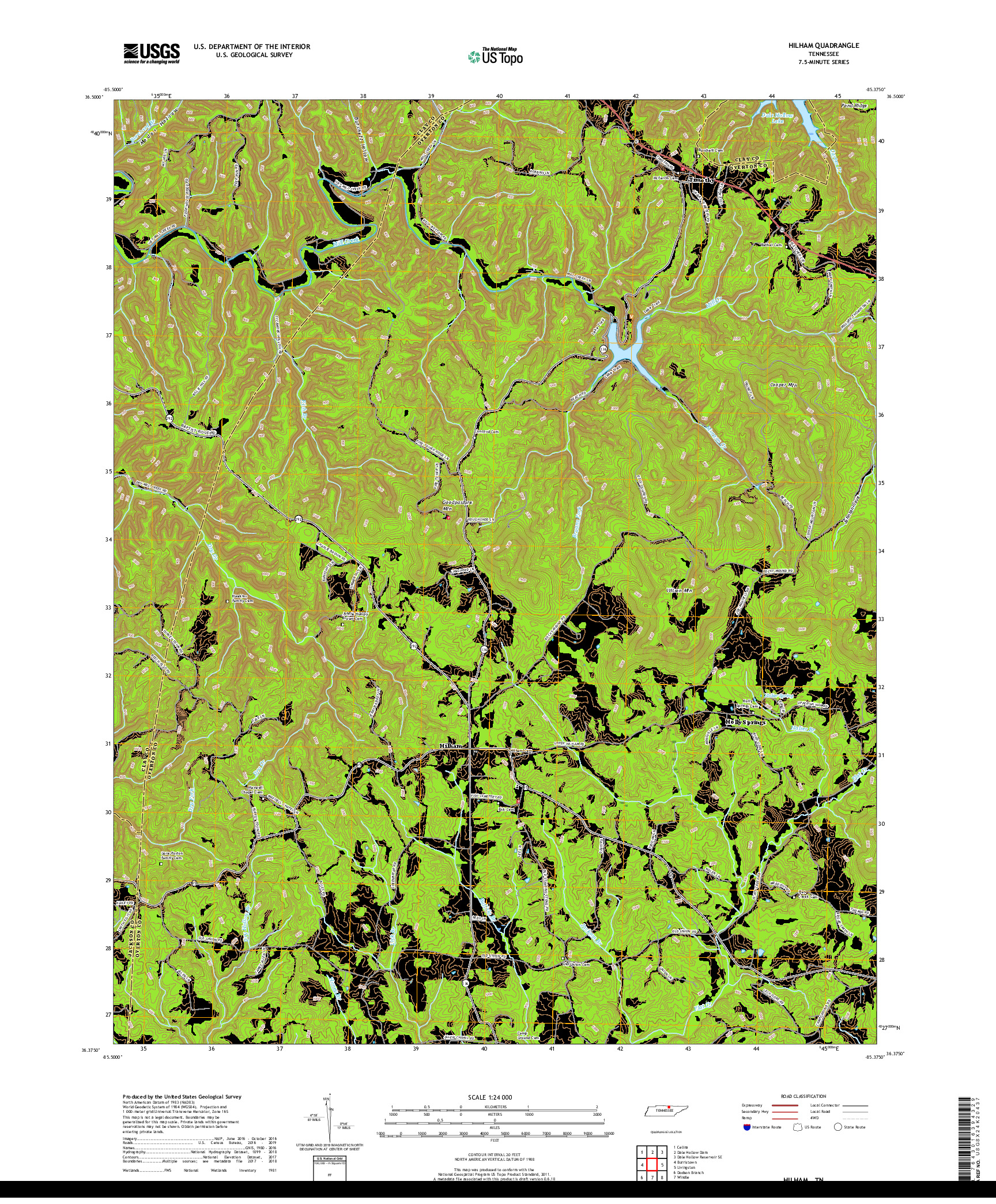 USGS US TOPO 7.5-MINUTE MAP FOR HILHAM, TN 2019