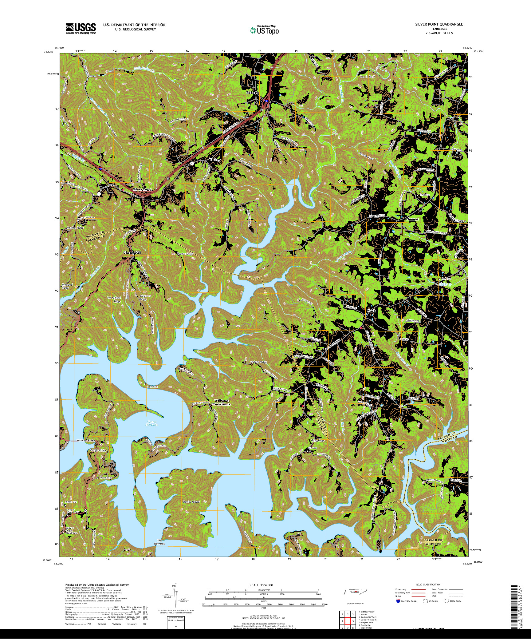 USGS US TOPO 7.5-MINUTE MAP FOR SILVER POINT, TN 2019
