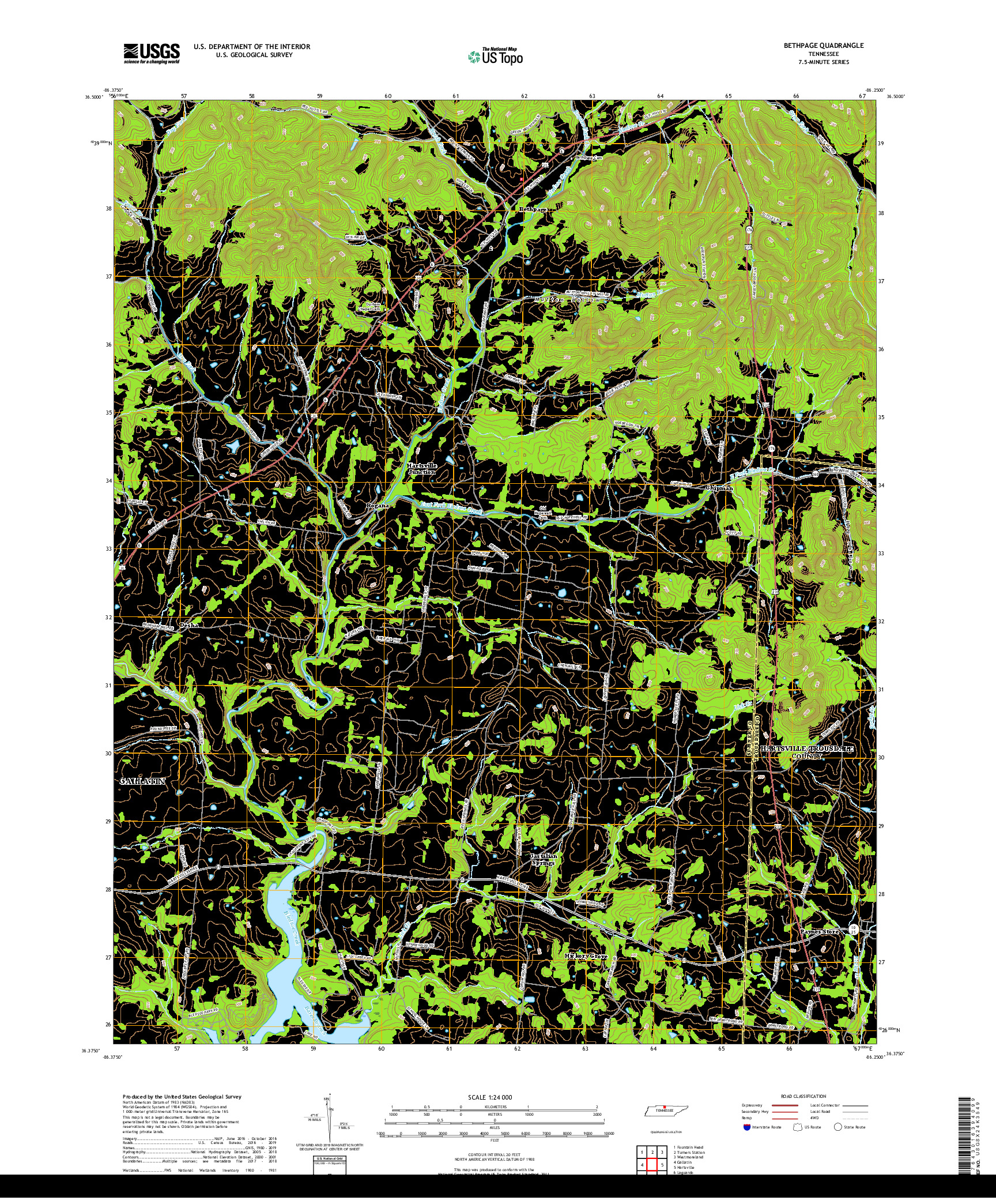 USGS US TOPO 7.5-MINUTE MAP FOR BETHPAGE, TN 2019