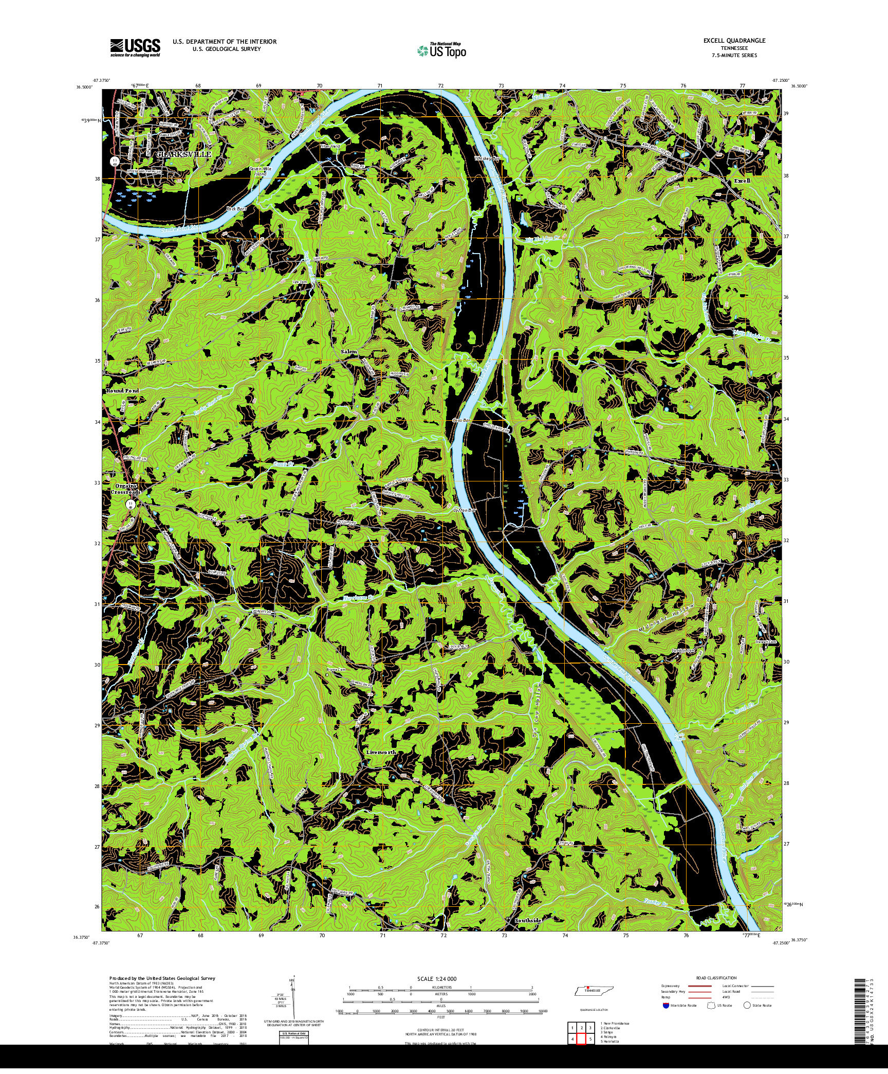 USGS US TOPO 7.5-MINUTE MAP FOR EXCELL, TN 2019