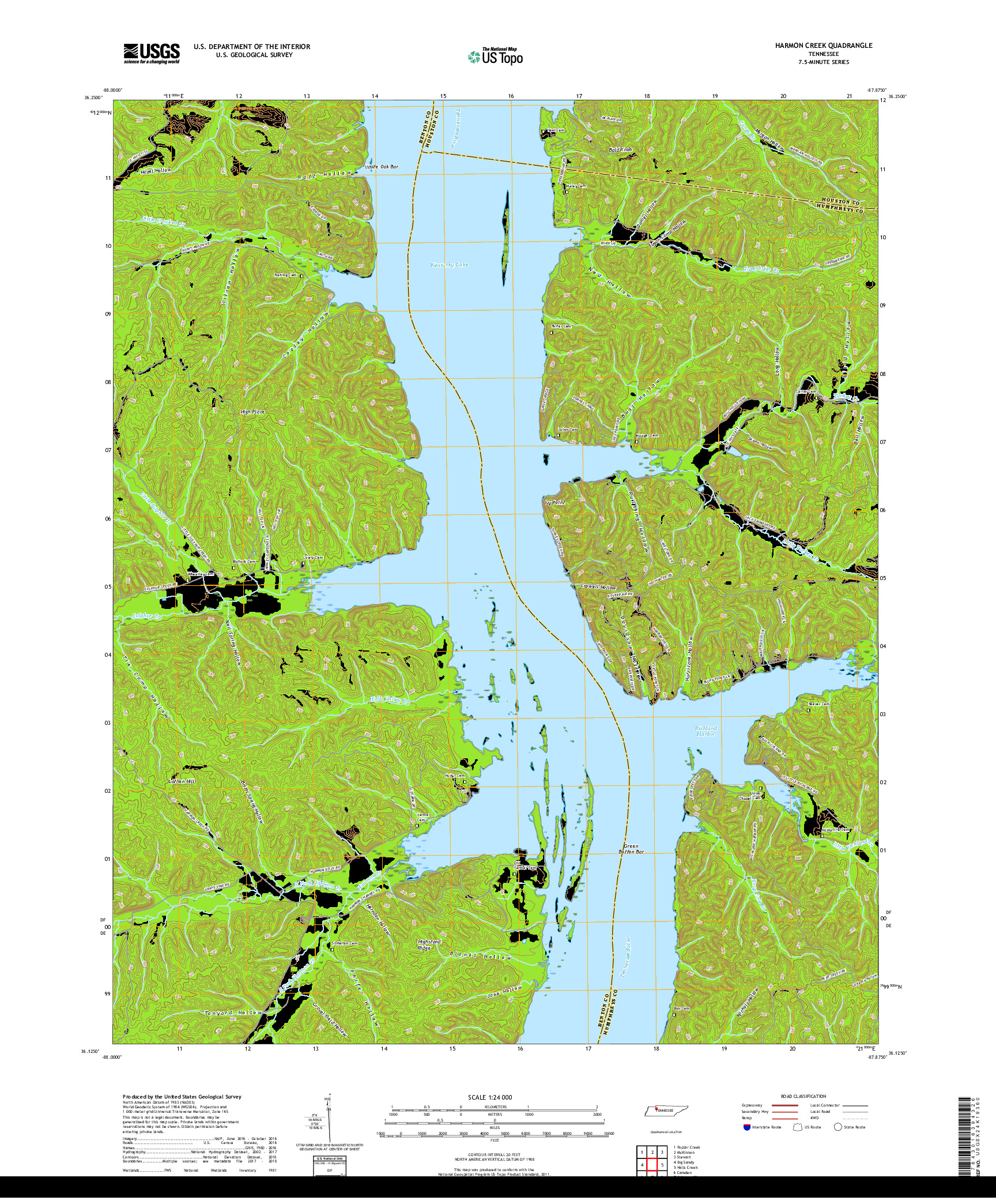 USGS US TOPO 7.5-MINUTE MAP FOR HARMON CREEK, TN 2019