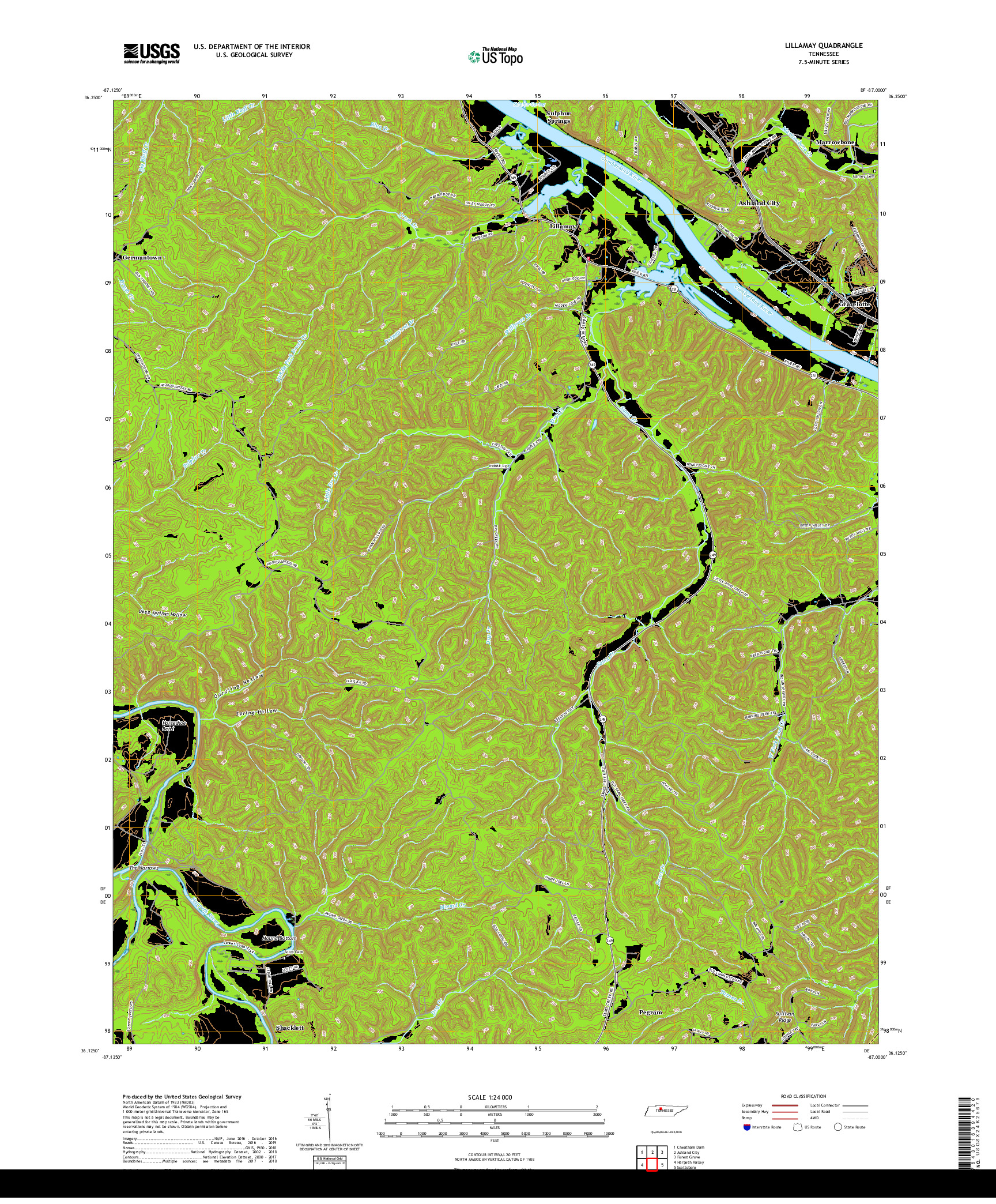 USGS US TOPO 7.5-MINUTE MAP FOR LILLAMAY, TN 2019