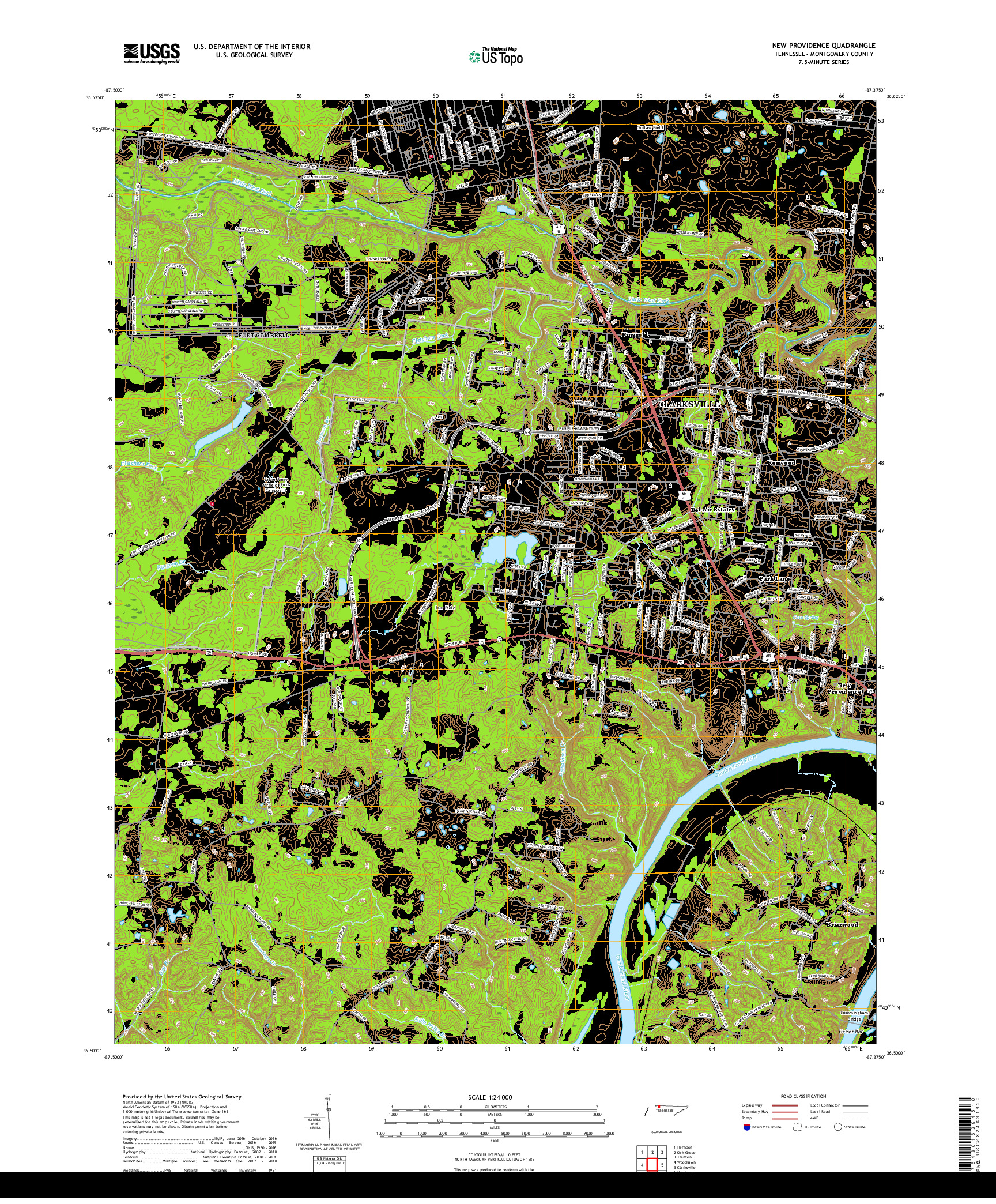 USGS US TOPO 7.5-MINUTE MAP FOR NEW PROVIDENCE, TN 2019