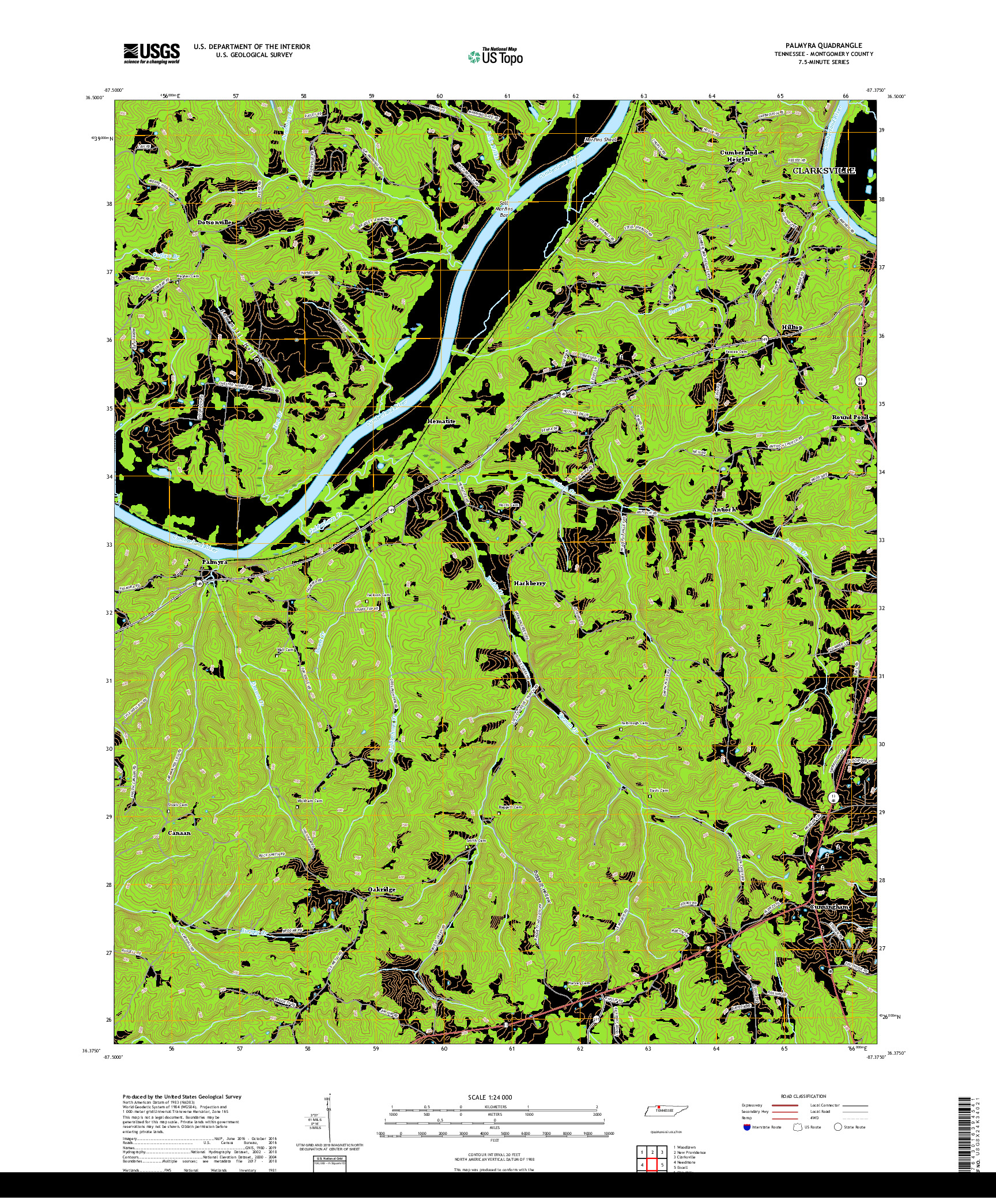 USGS US TOPO 7.5-MINUTE MAP FOR PALMYRA, TN 2019