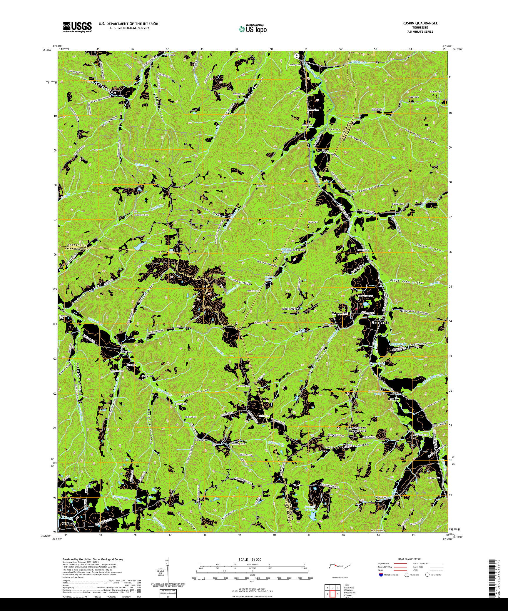 USGS US TOPO 7.5-MINUTE MAP FOR RUSKIN, TN 2019