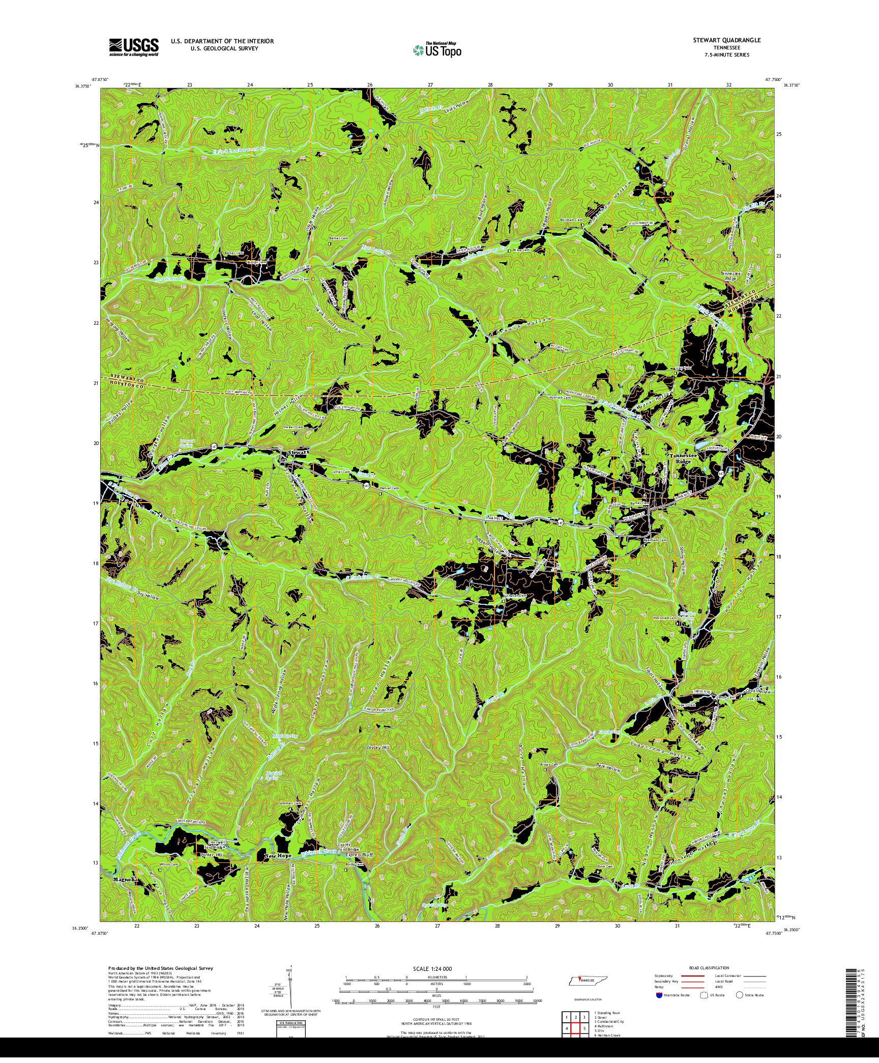 USGS US TOPO 7.5-MINUTE MAP FOR STEWART, TN 2019