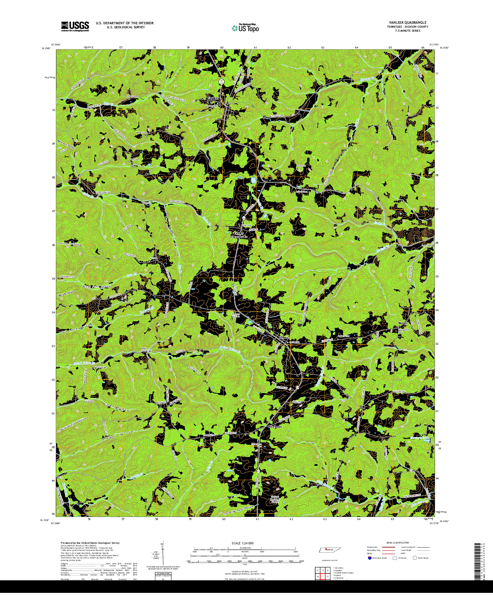 USGS US TOPO 7.5-MINUTE MAP FOR VANLEER, TN 2019