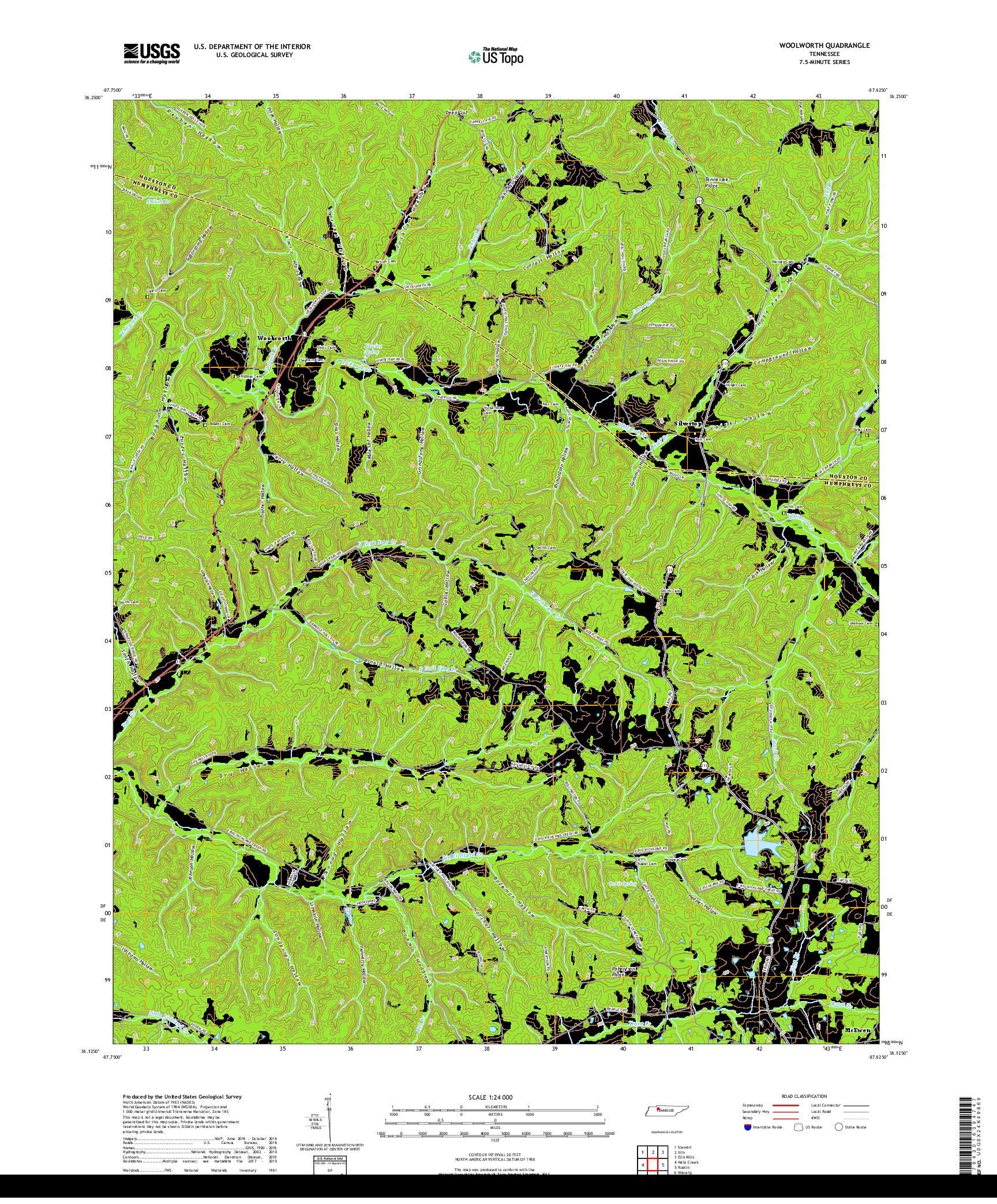 USGS US TOPO 7.5-MINUTE MAP FOR WOOLWORTH, TN 2019