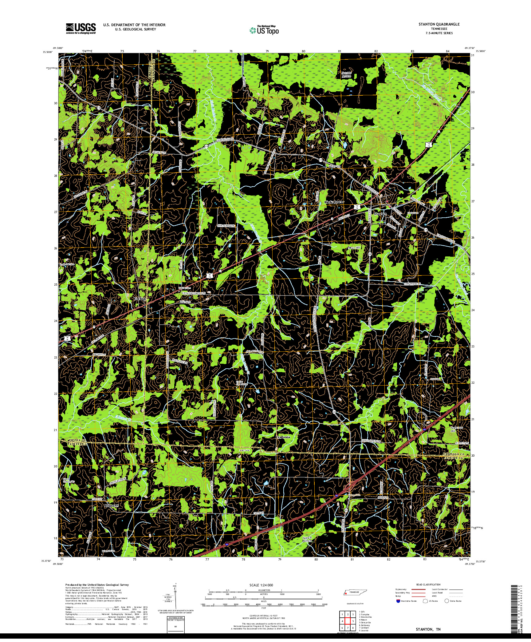 USGS US TOPO 7.5-MINUTE MAP FOR STANTON, TN 2019