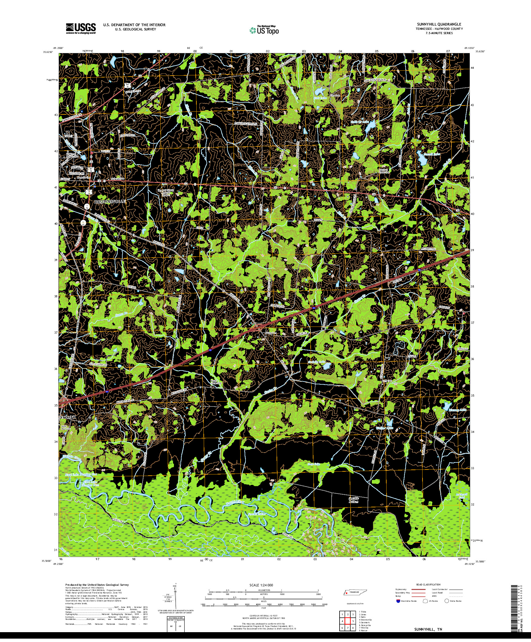 USGS US TOPO 7.5-MINUTE MAP FOR SUNNYHILL, TN 2019