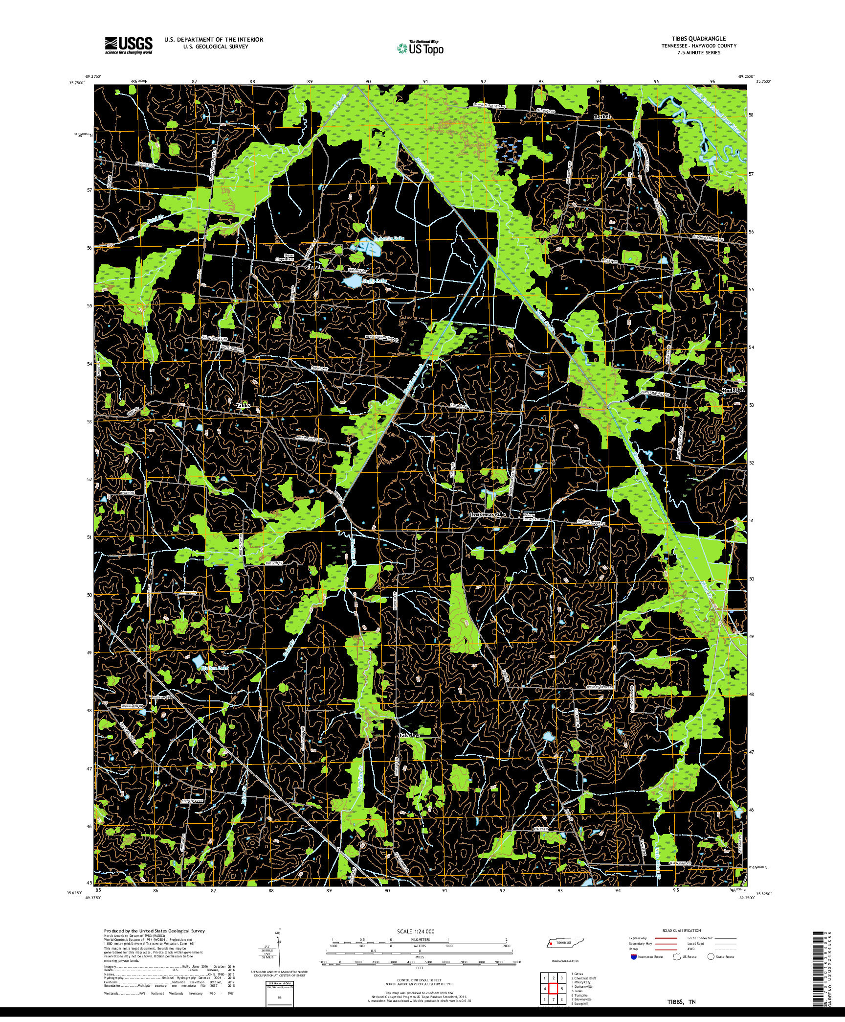 USGS US TOPO 7.5-MINUTE MAP FOR TIBBS, TN 2019