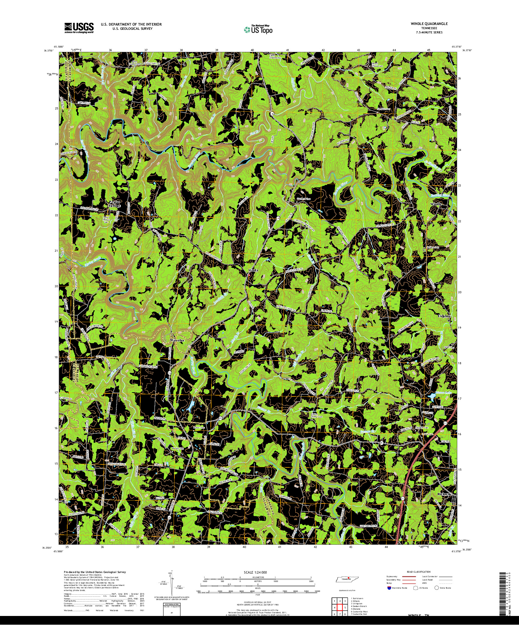 USGS US TOPO 7.5-MINUTE MAP FOR WINDLE, TN 2019