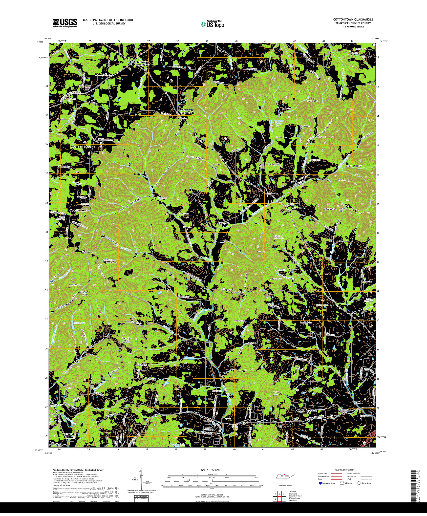 USGS US TOPO 7.5-MINUTE MAP FOR COTTONTOWN, TN 2019