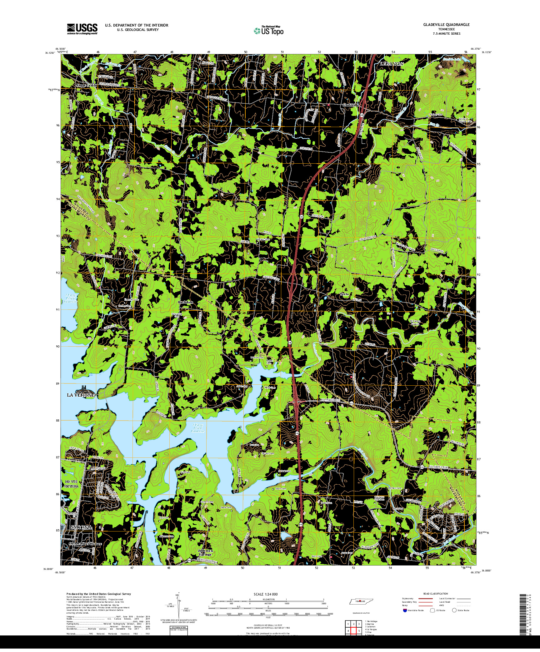 USGS US TOPO 7.5-MINUTE MAP FOR GLADEVILLE, TN 2019