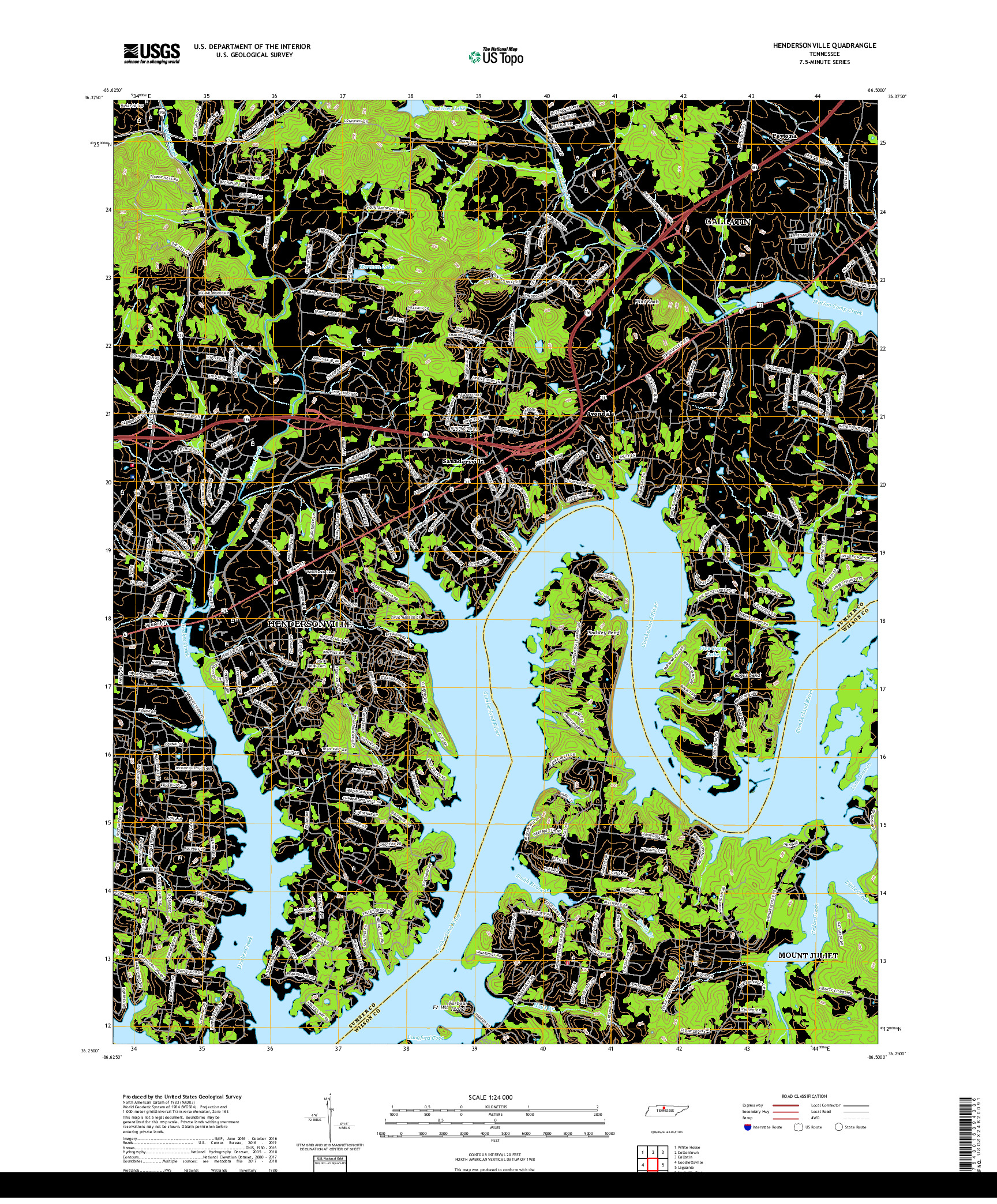 USGS US TOPO 7.5-MINUTE MAP FOR HENDERSONVILLE, TN 2019