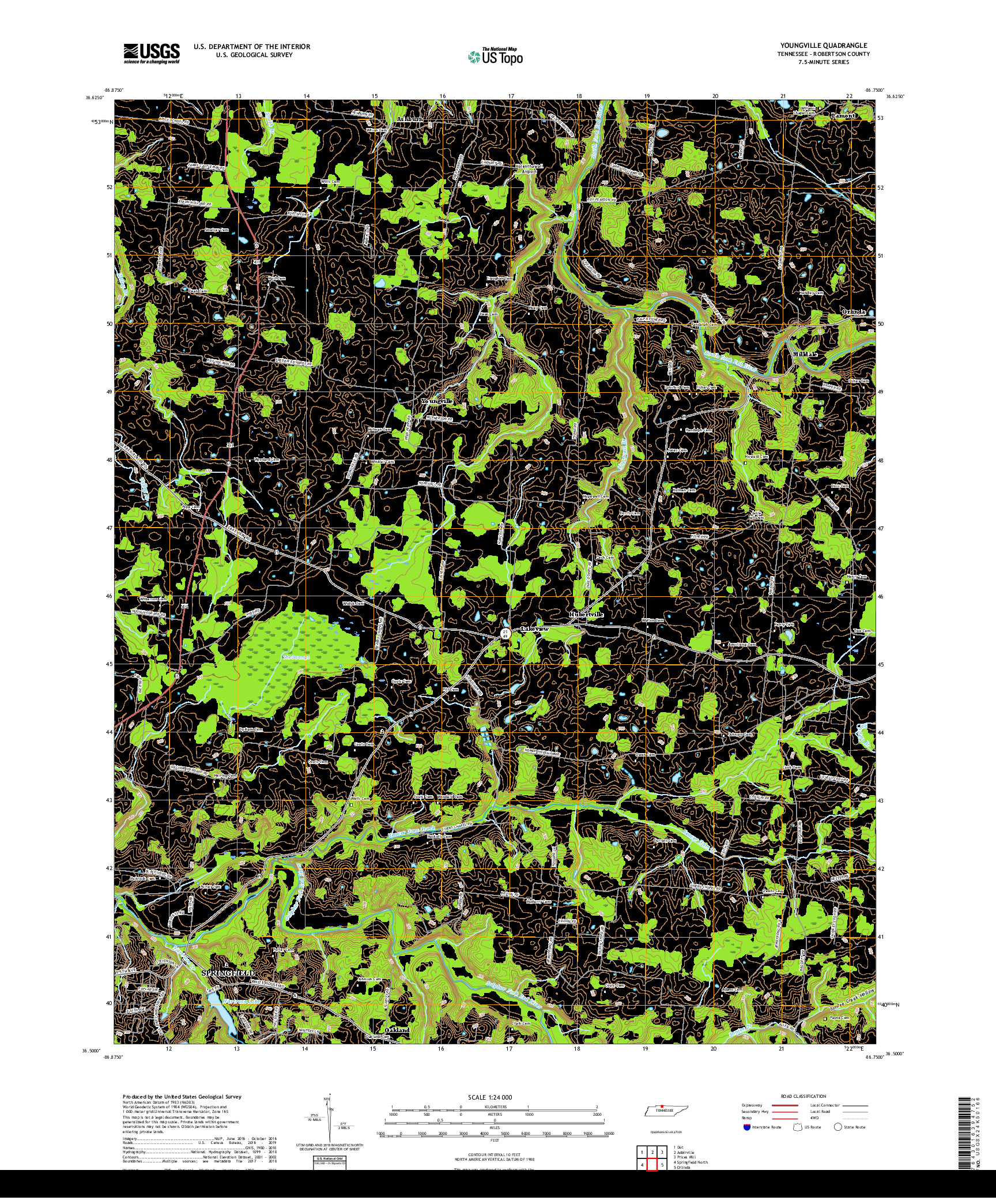 USGS US TOPO 7.5-MINUTE MAP FOR YOUNGVILLE, TN 2019