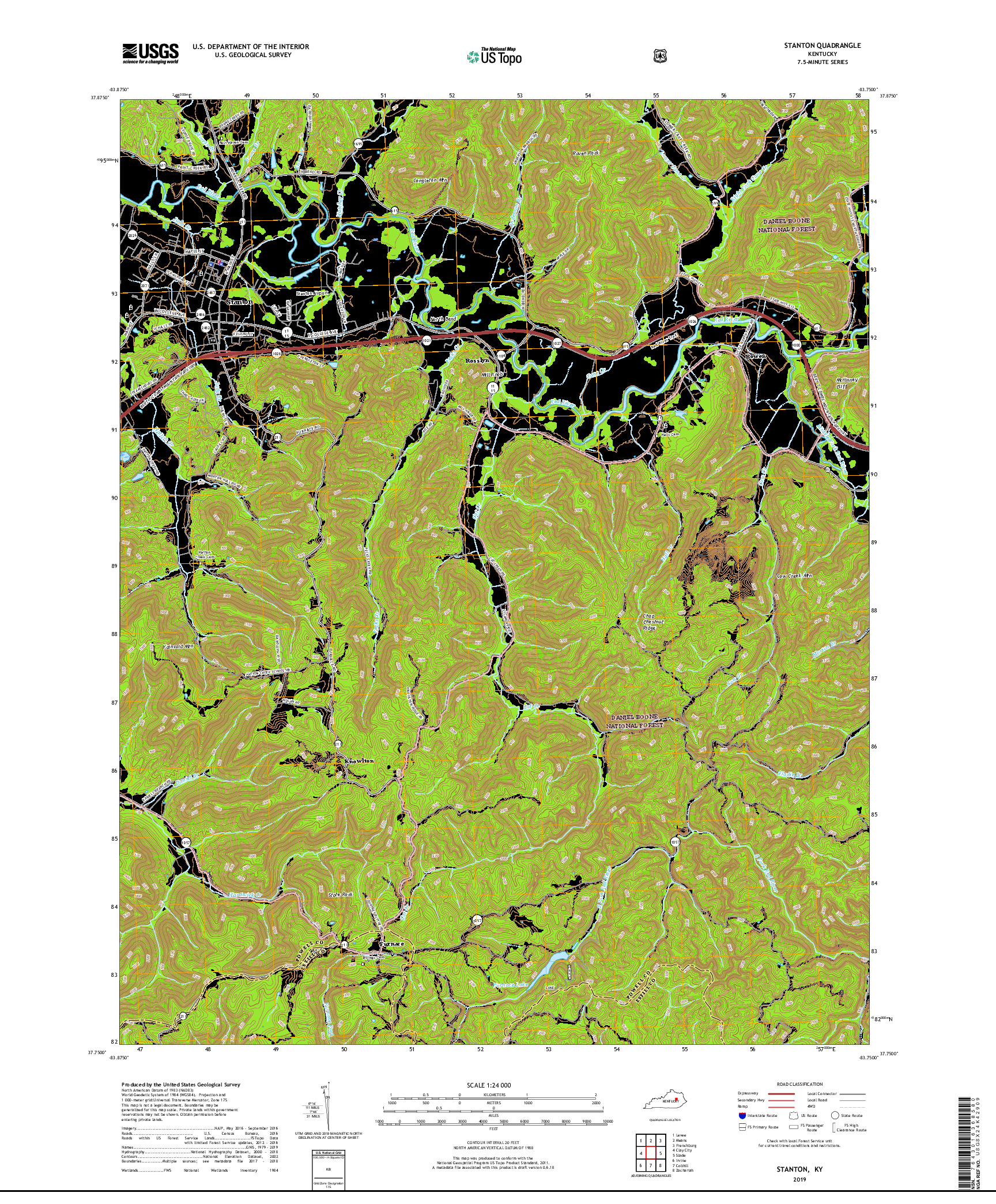 USGS US TOPO 7.5-MINUTE MAP FOR STANTON, KY 2019