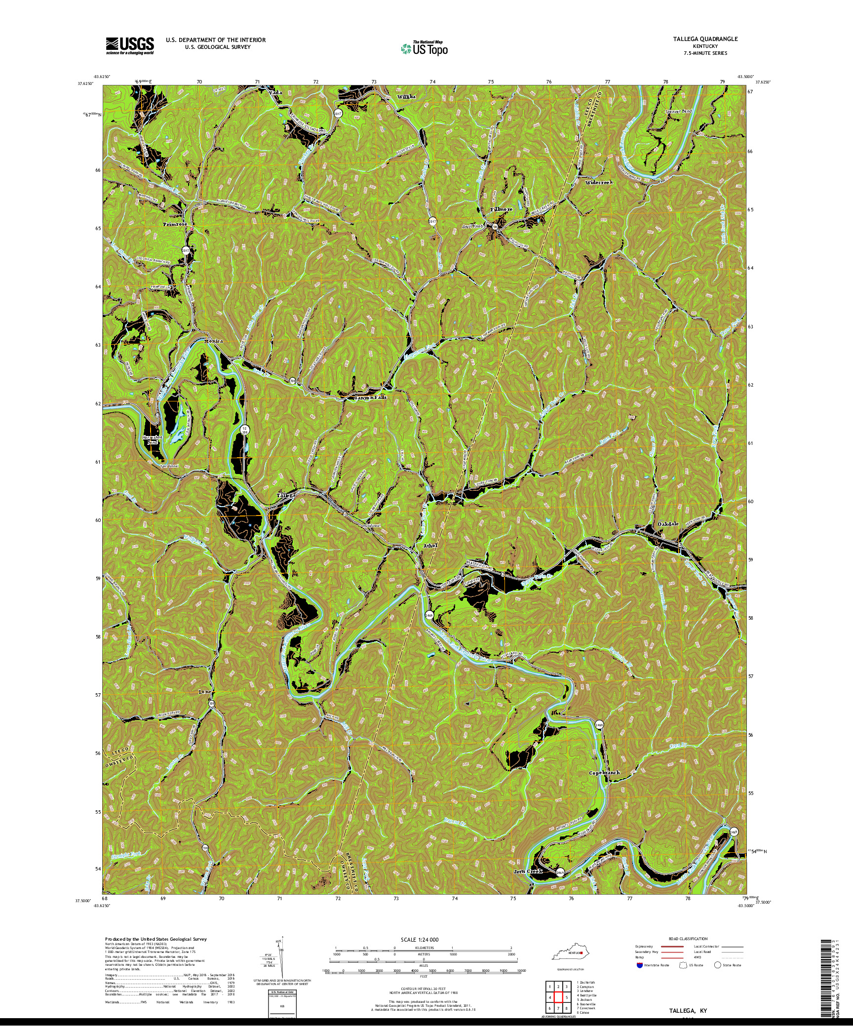 USGS US TOPO 7.5-MINUTE MAP FOR TALLEGA, KY 2019