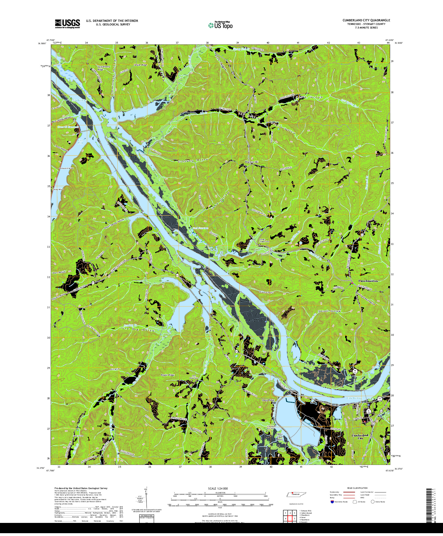 USGS US TOPO 7.5-MINUTE MAP FOR CUMBERLAND CITY, TN 2019