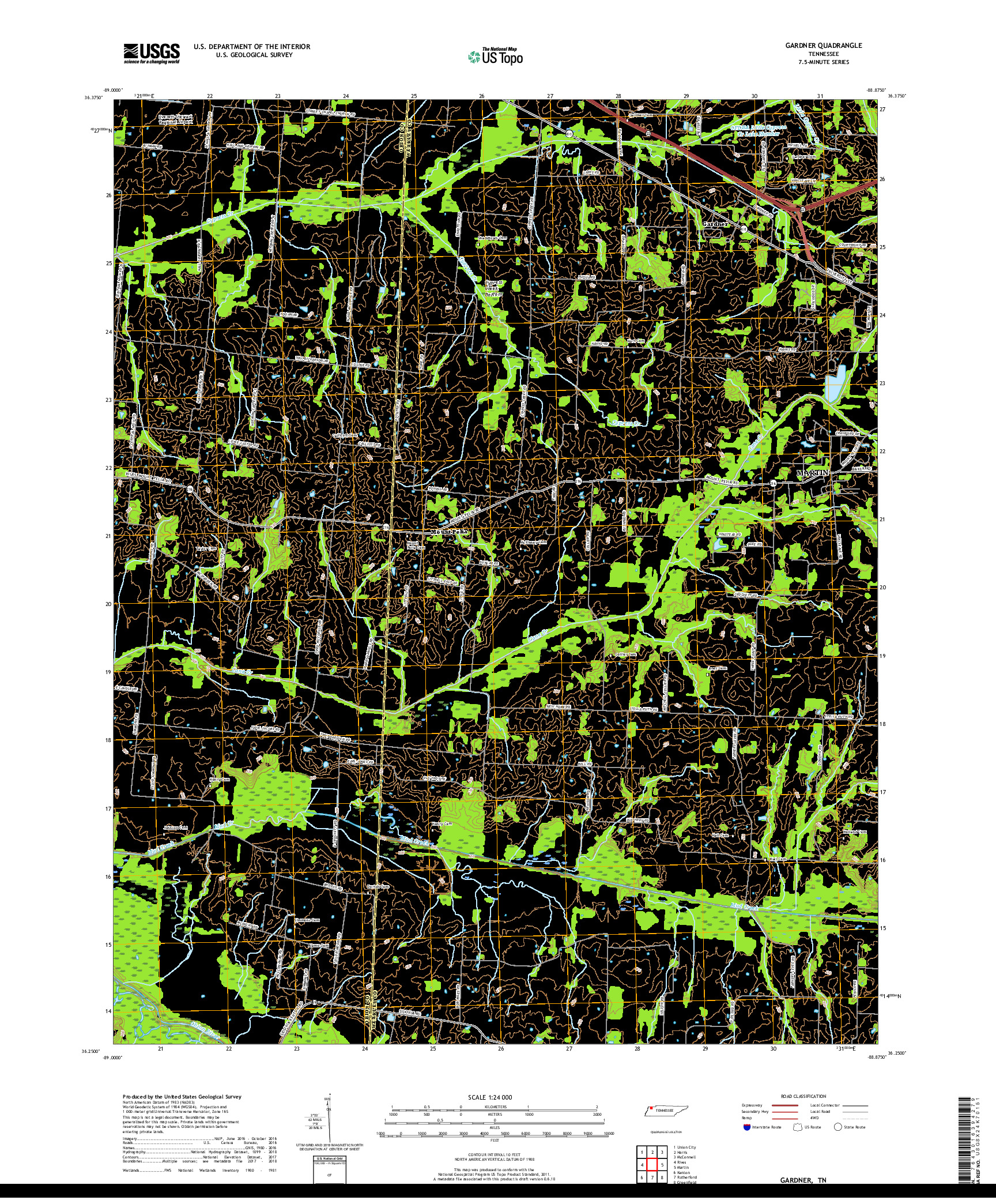 USGS US TOPO 7.5-MINUTE MAP FOR GARDNER, TN 2019